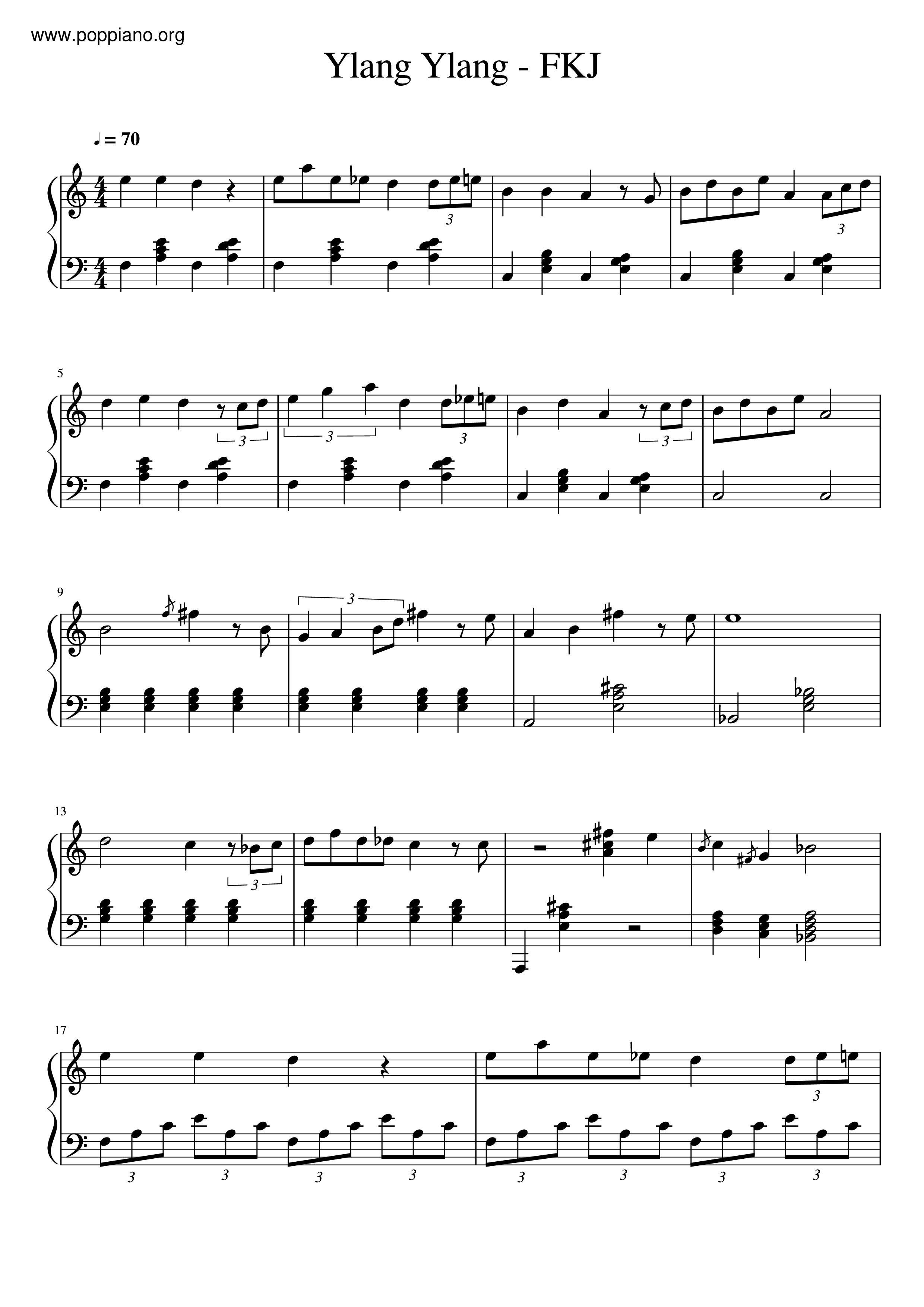 FKJ-Ylang Ylang Sheet Music pdf, - Free Score Download ★