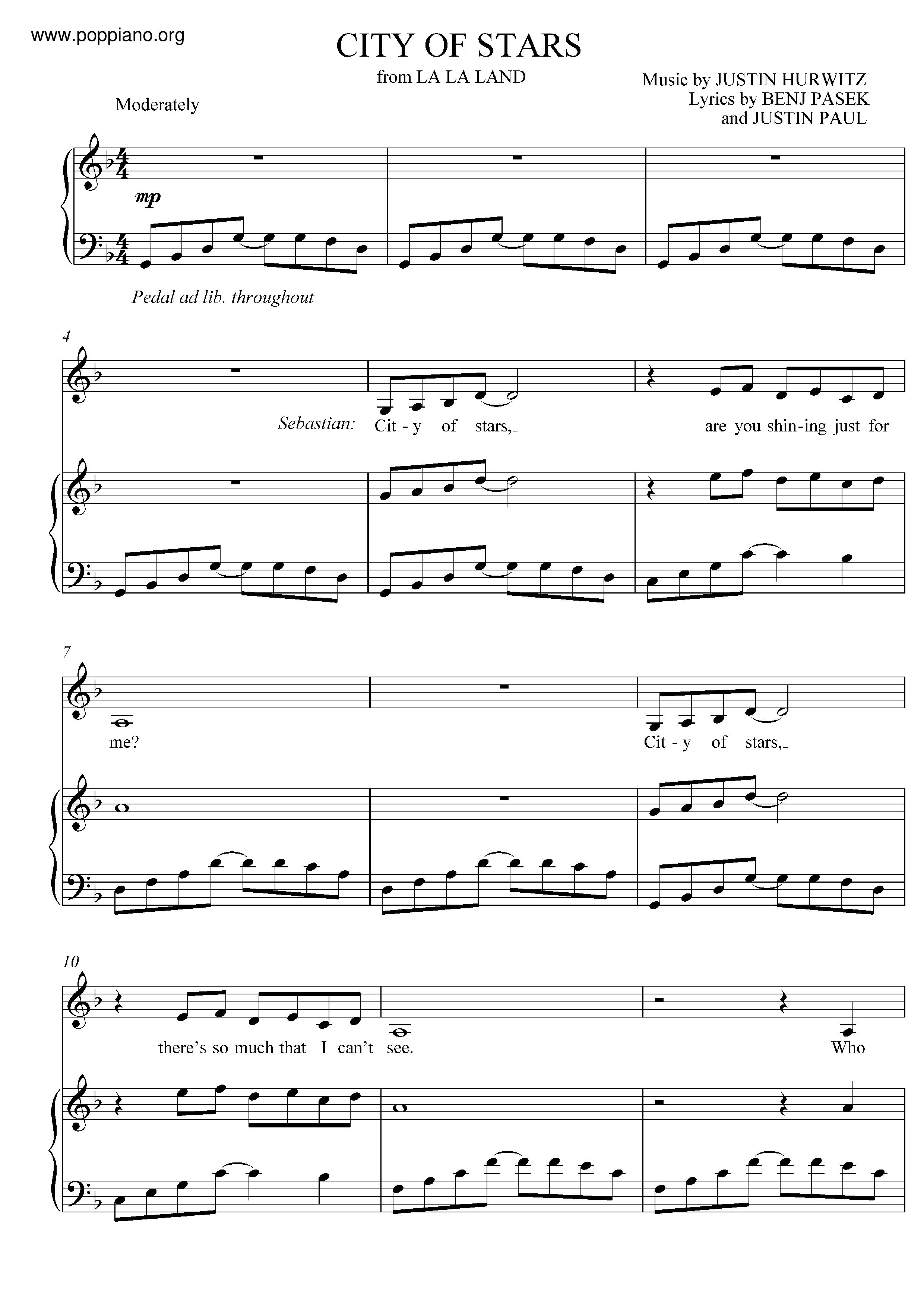 trompeta Prefijo aprender ☆ La La Land - City Of Stars | Sheet Music | Piano Score Free PDF Download  | HK Pop Piano Academy