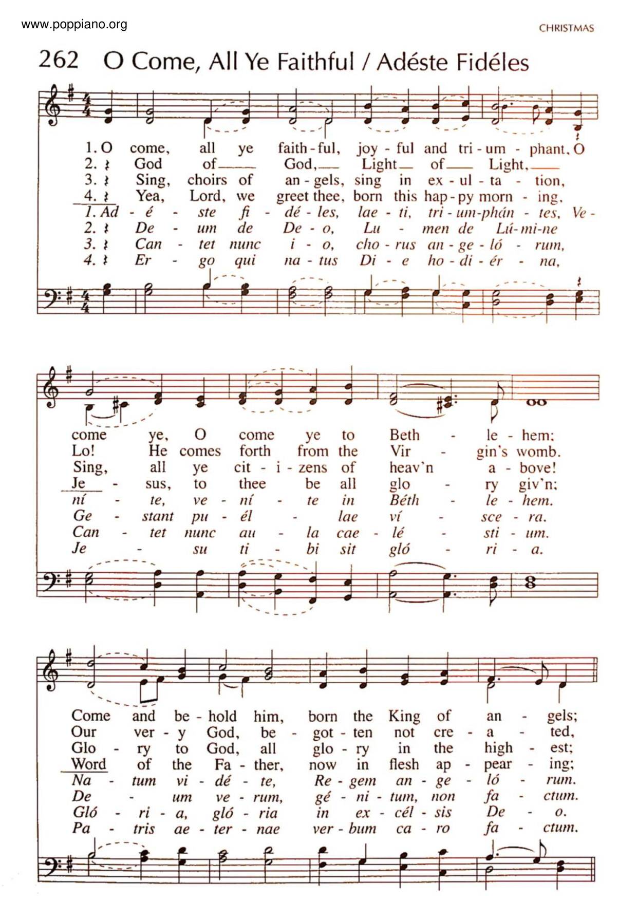 Hymn O Come All Ye Faithful Sheet Music Pdf Free Score Download
