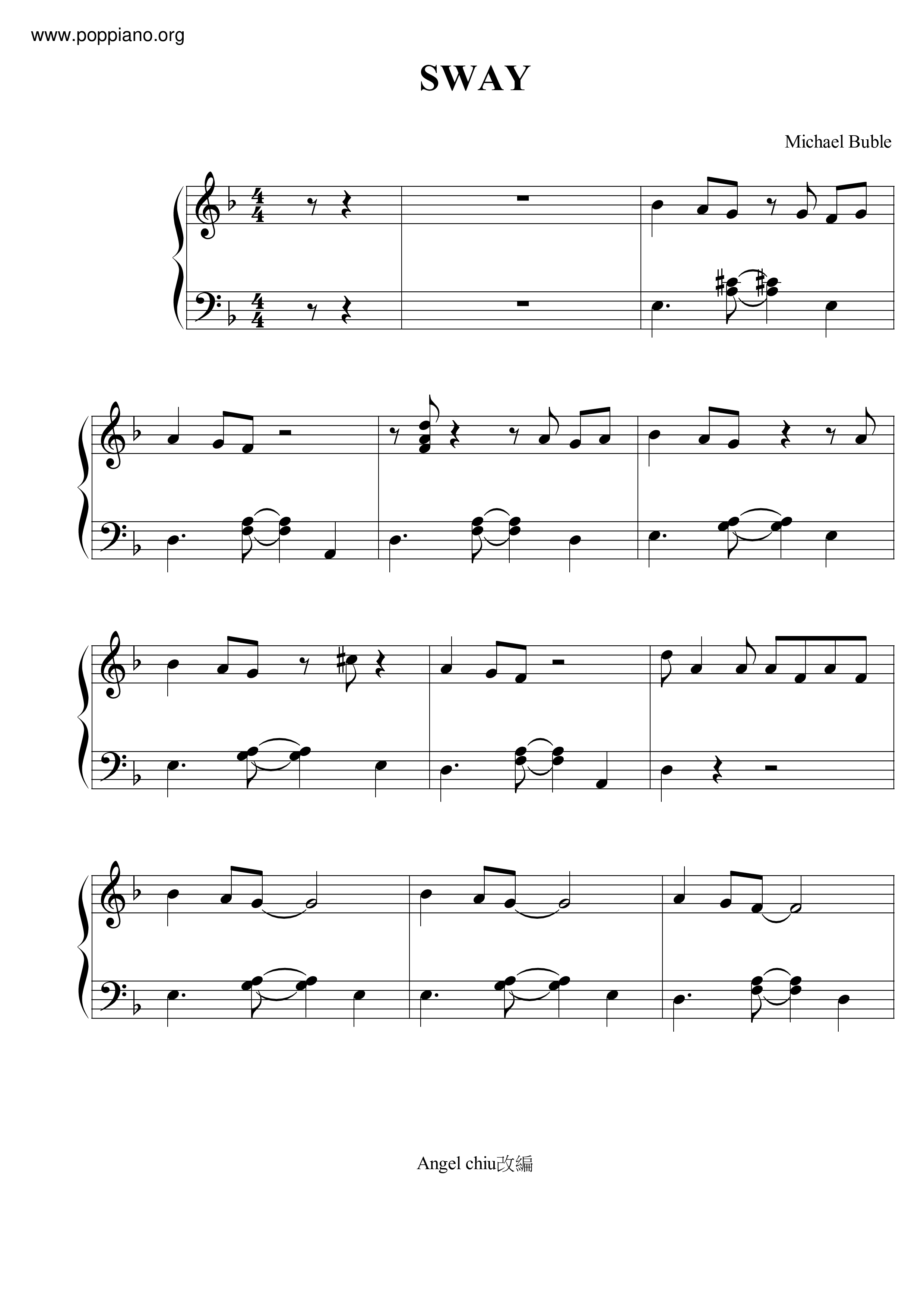 Sway PDF琴譜免費下載 香港流行鋼琴協會 ★
