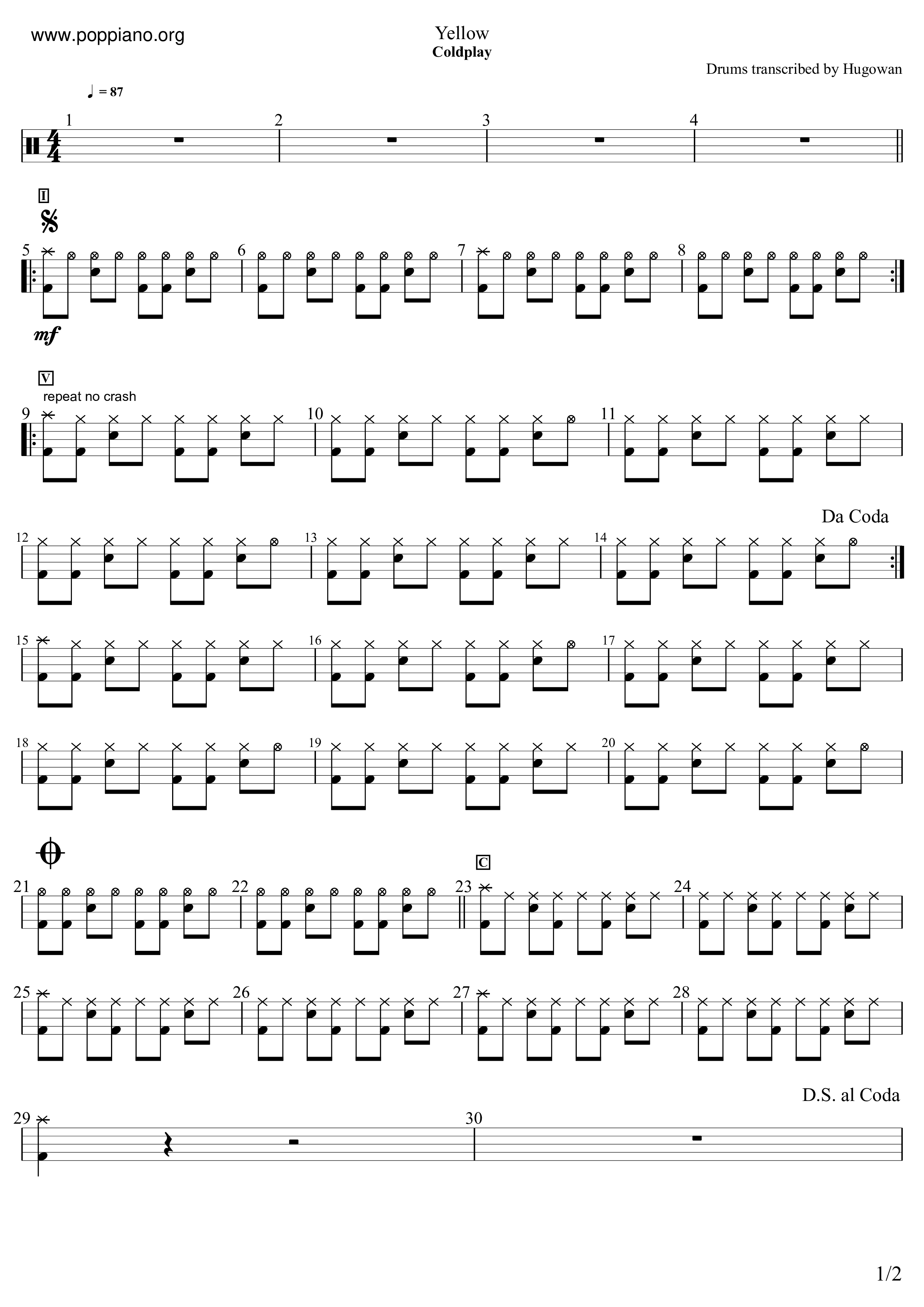 Coldplay Yellow pdf 