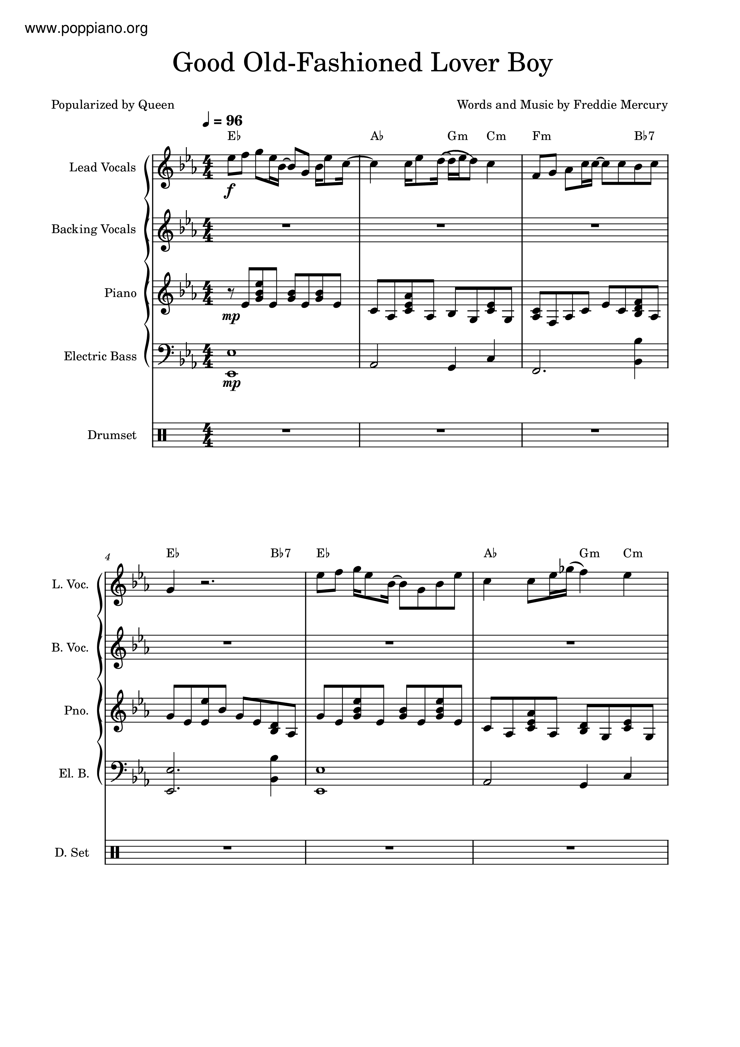 ☆ Good Old-Fashioned Lover Boy ( 楽譜) - PDF無料ピアノ譜 gakufu