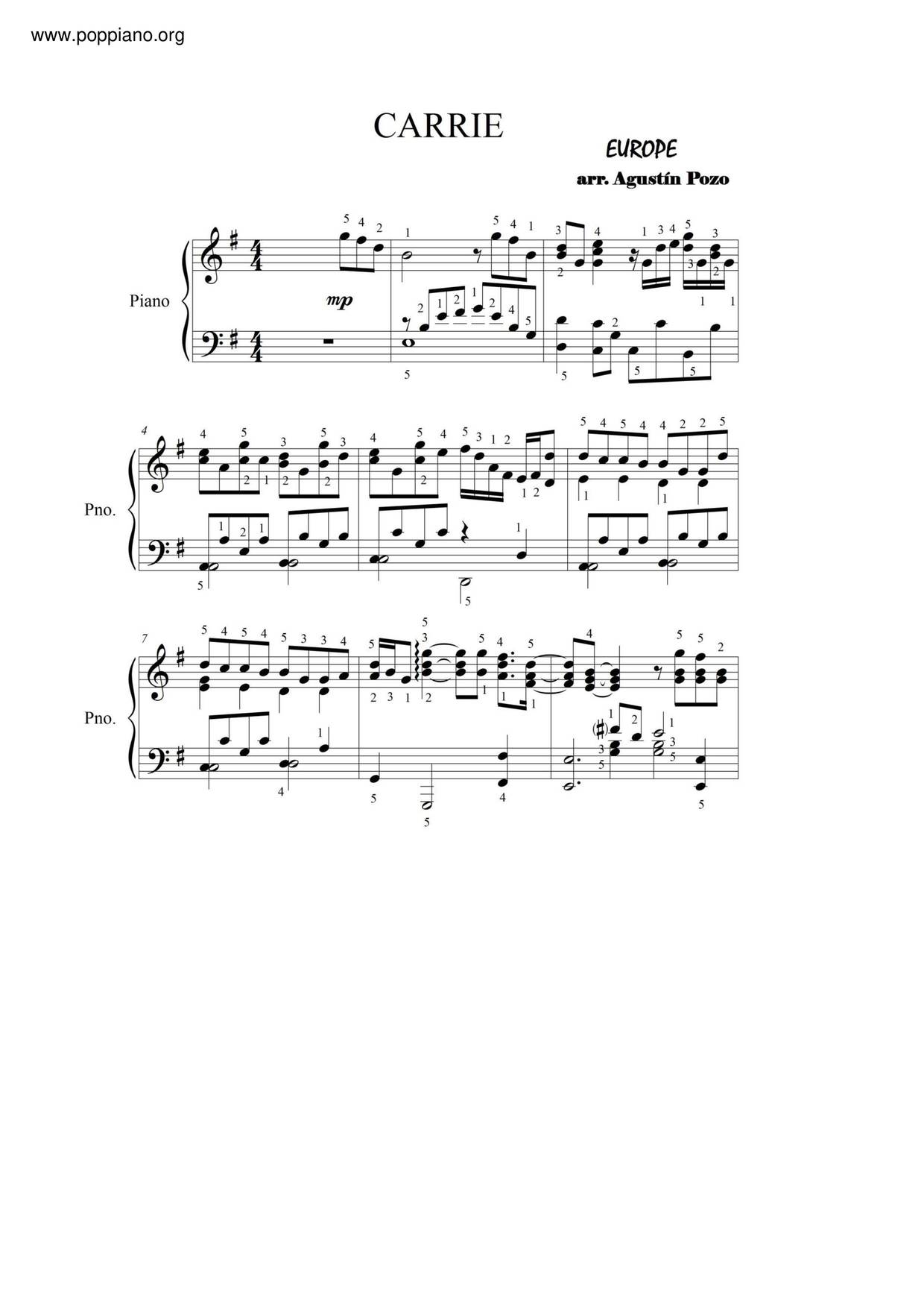 EuropeCarrie Sheet Music pdf, Free Score Download ★