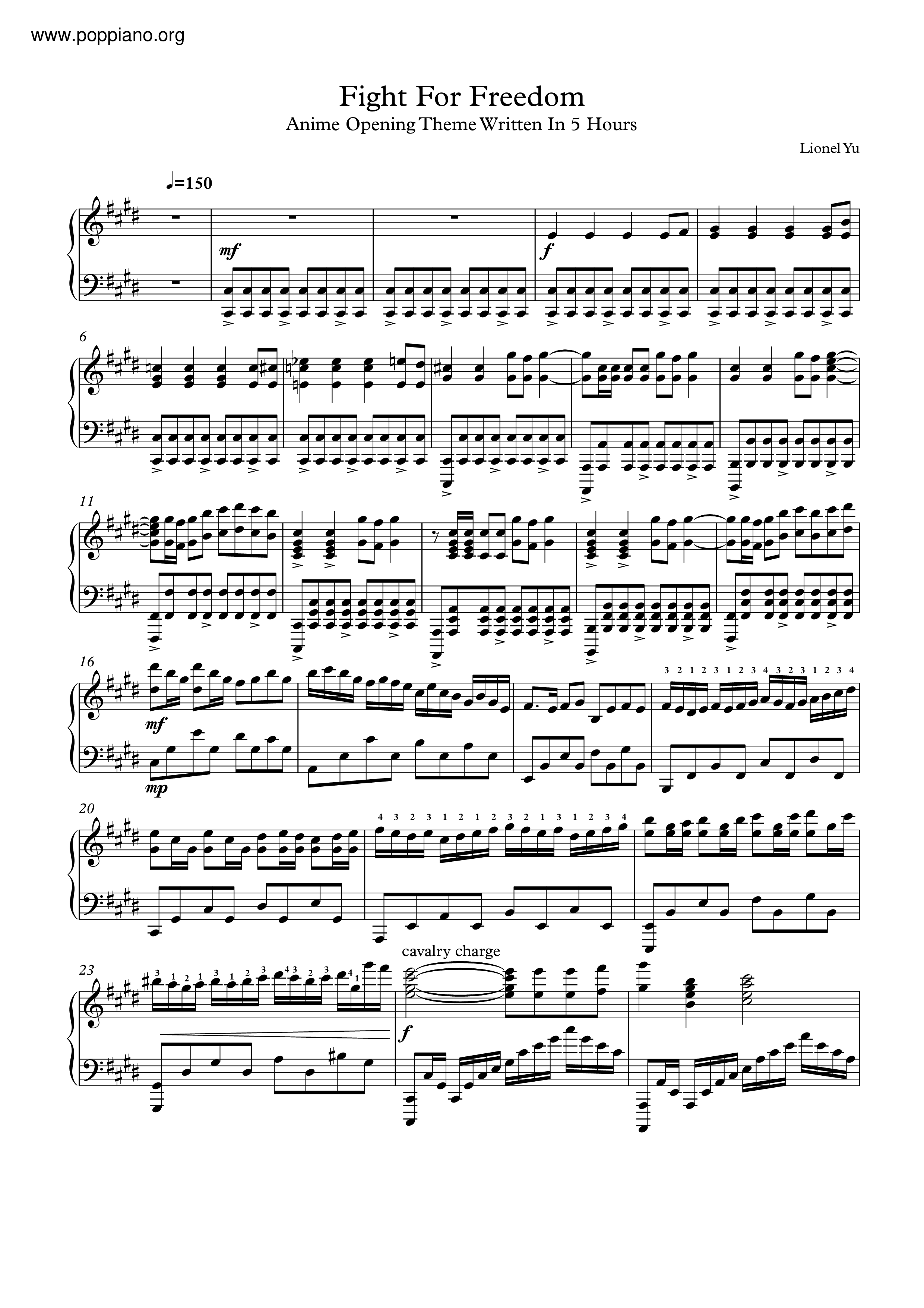 Lionel YuFight For Freedom Sheet Music pdf, Free Score Download ★