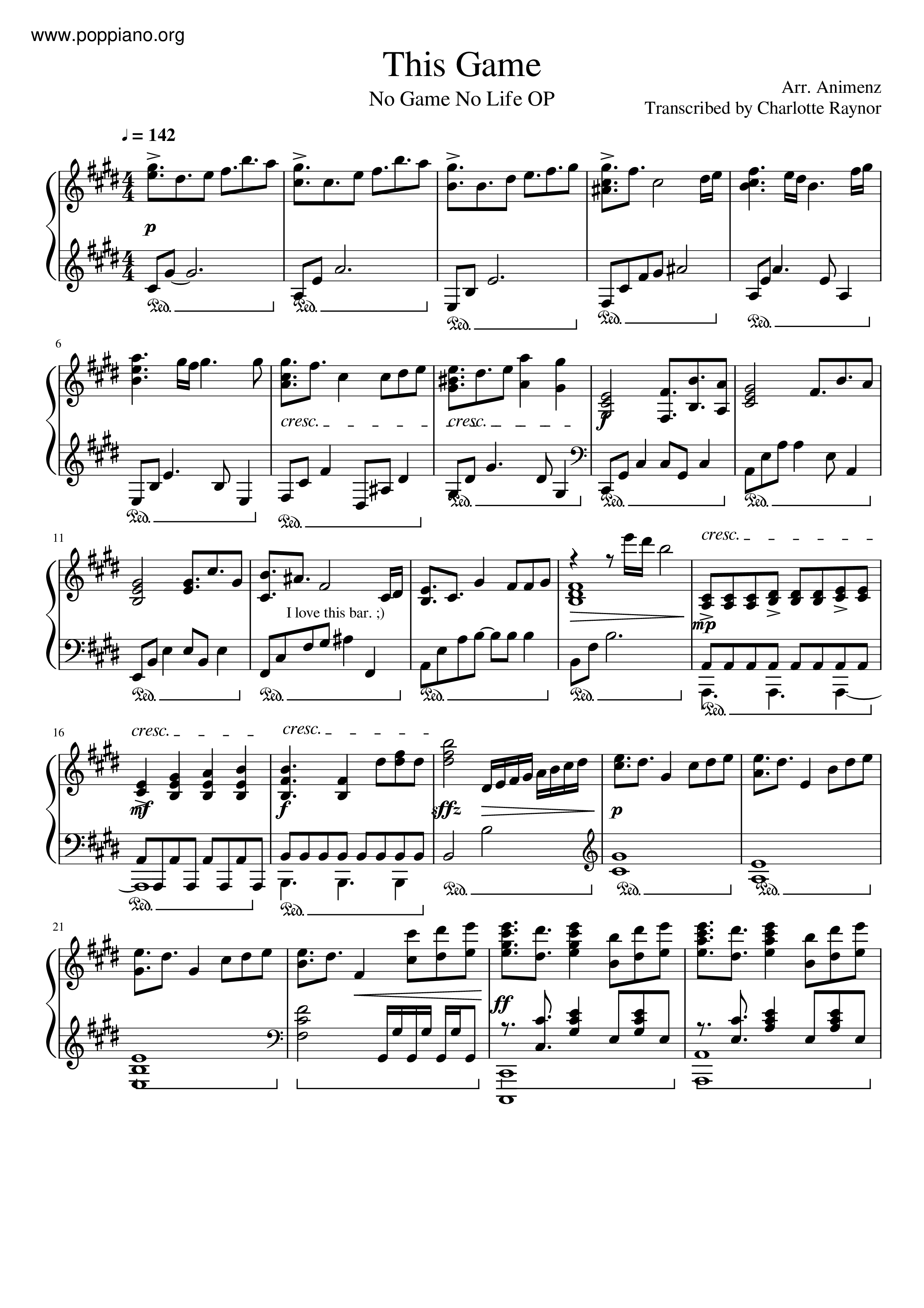 ☆ Konomi Suzuki-No Game No Life - Game Sheet Music pdf, - Game 楽譜 (鈴木このみ) - Free Score Download ☆