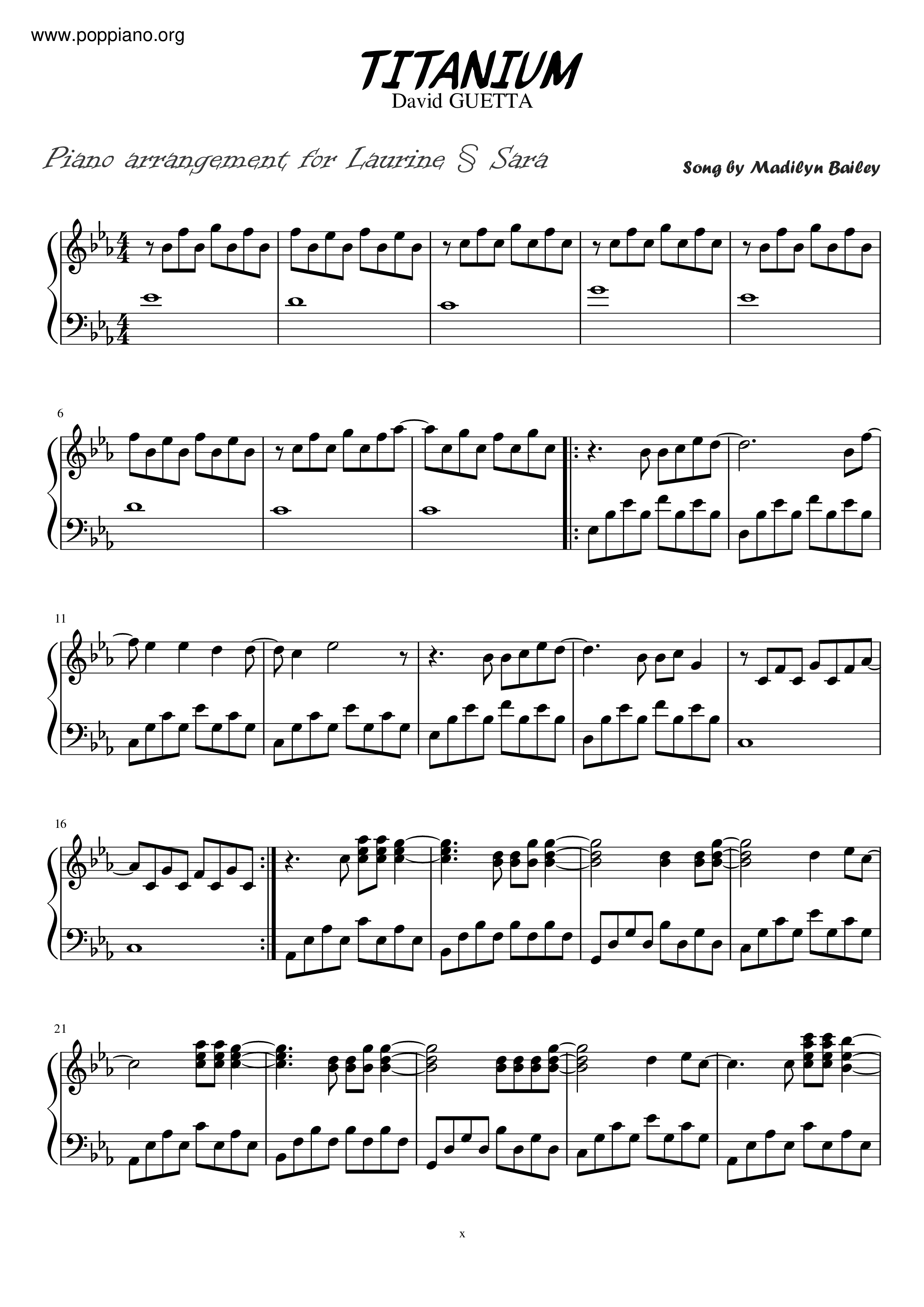 Titanium Sheet Music / Piano Score Free PDF Download HK Pop Piano