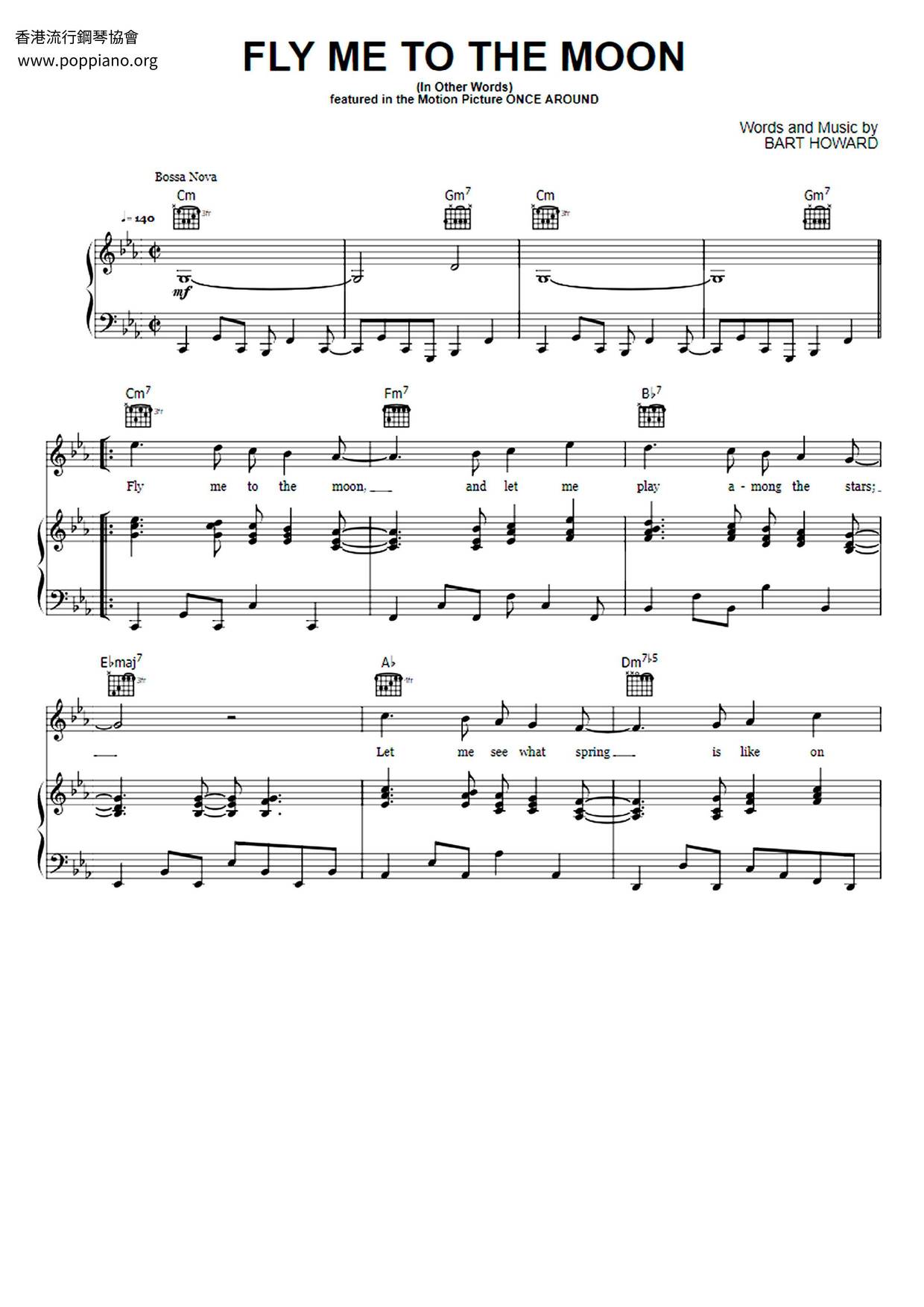 Fly Me To The Moonall Versions Sheet Music Piano Score Free Pdf Download Hk Pop Piano Academy