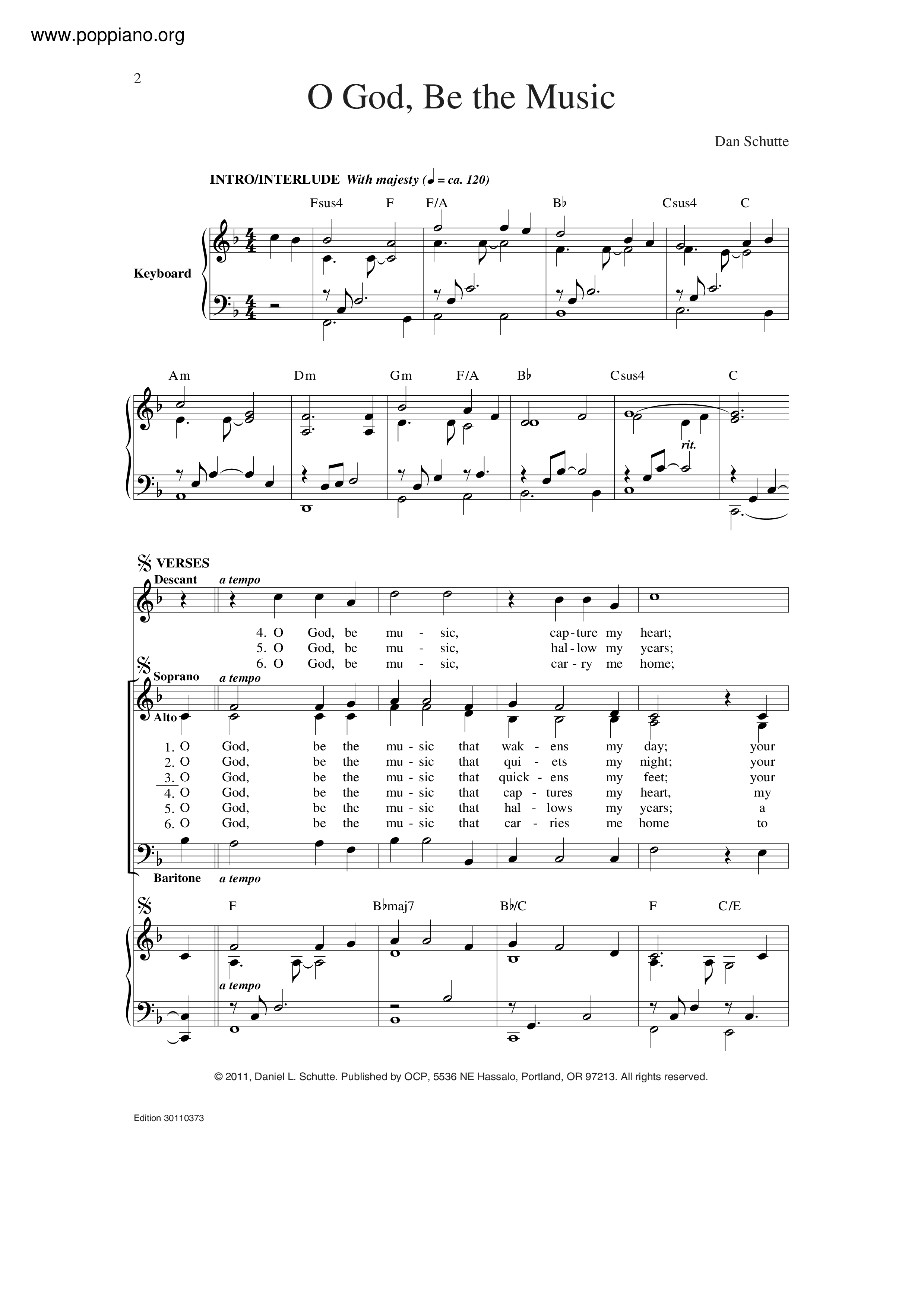 O God, Be The Music琴譜