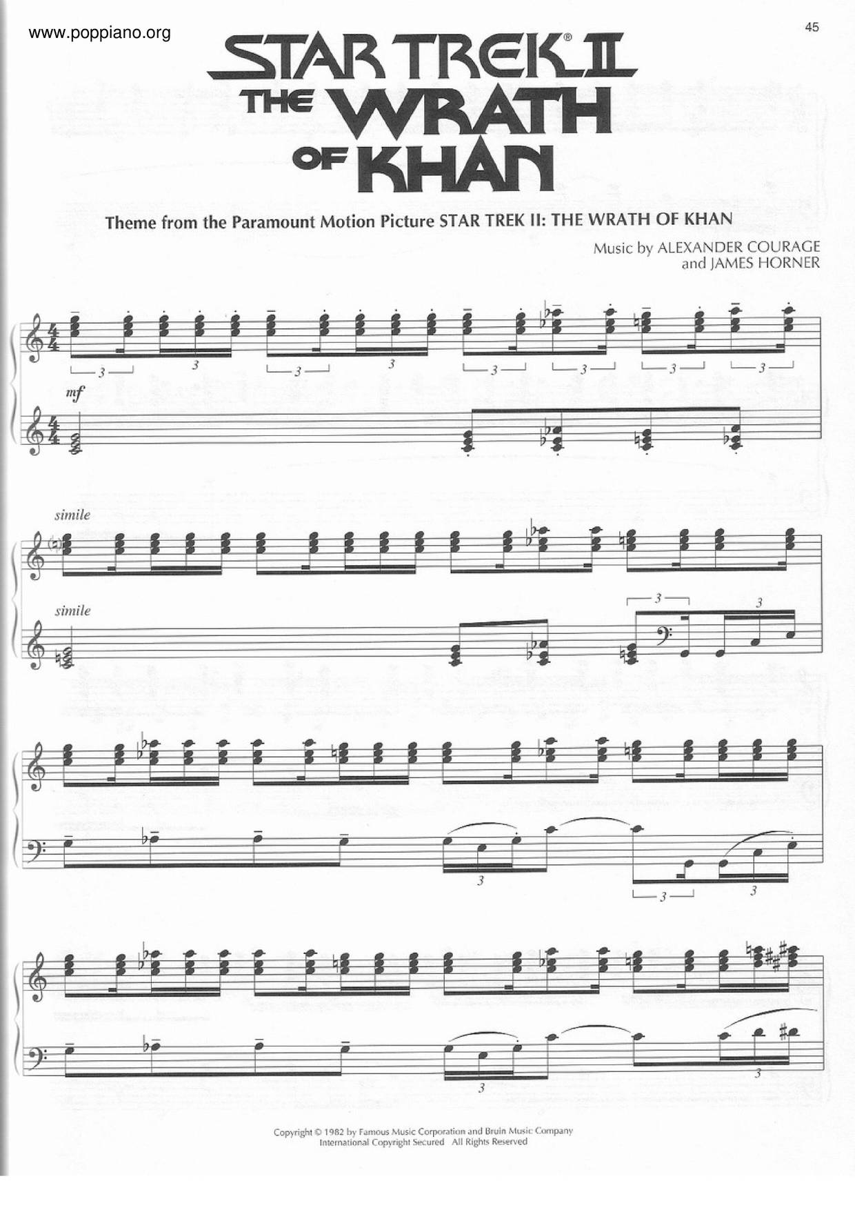 Star Trek II - The Wrath Of Khan琴譜