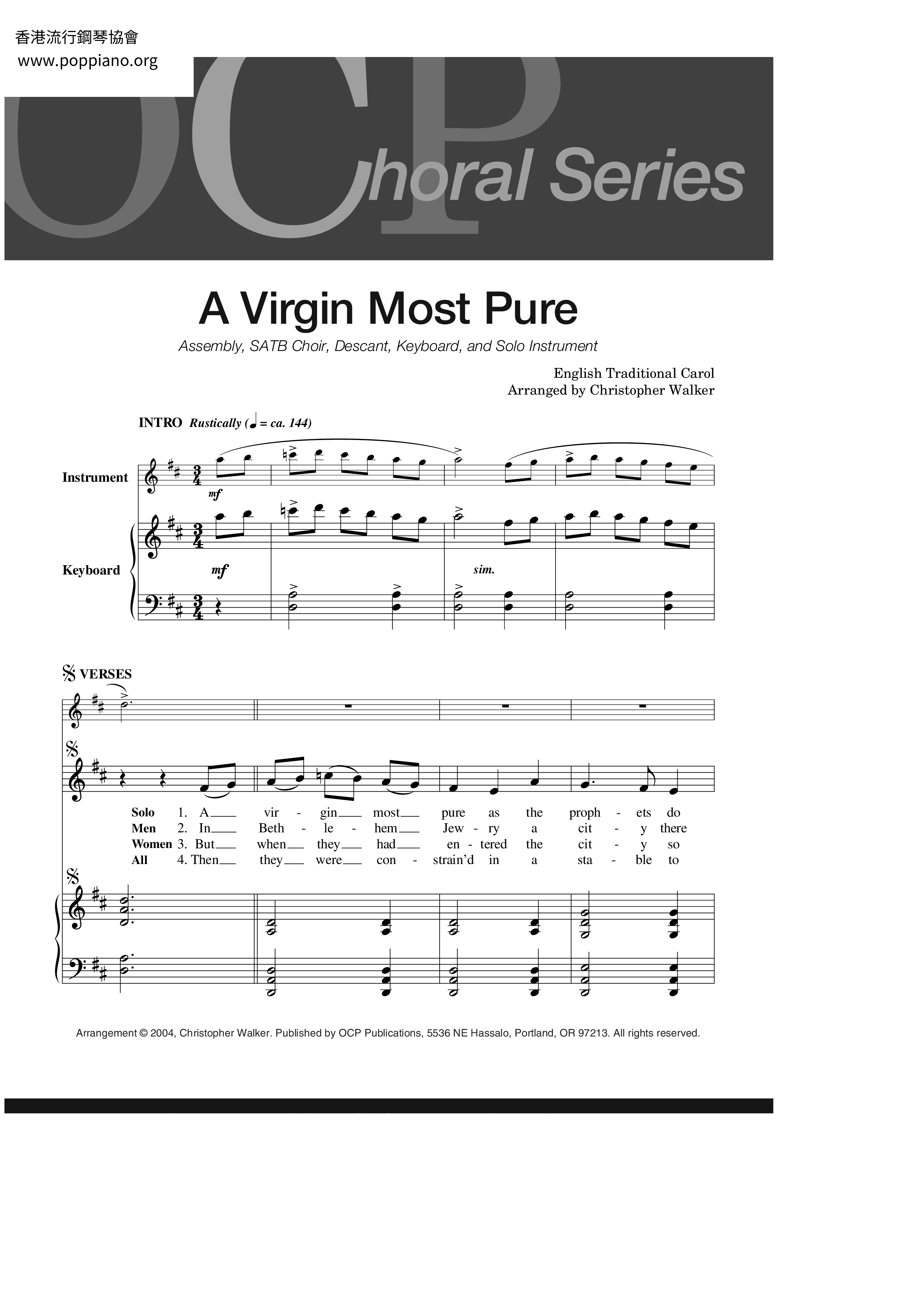 A Virgin Most Pure琴譜