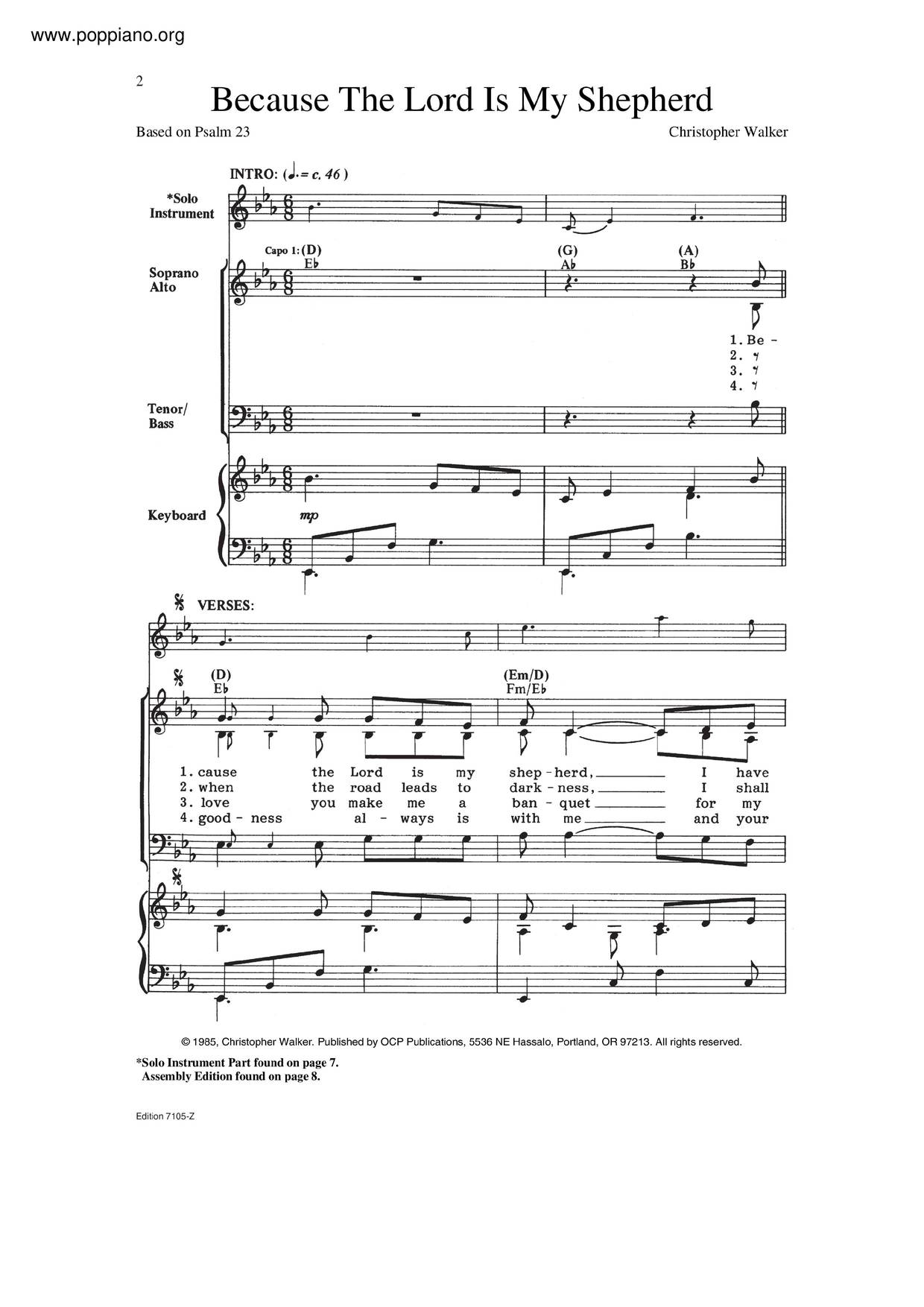 Hymn because the lord is my shepherd sheet music pdf free score