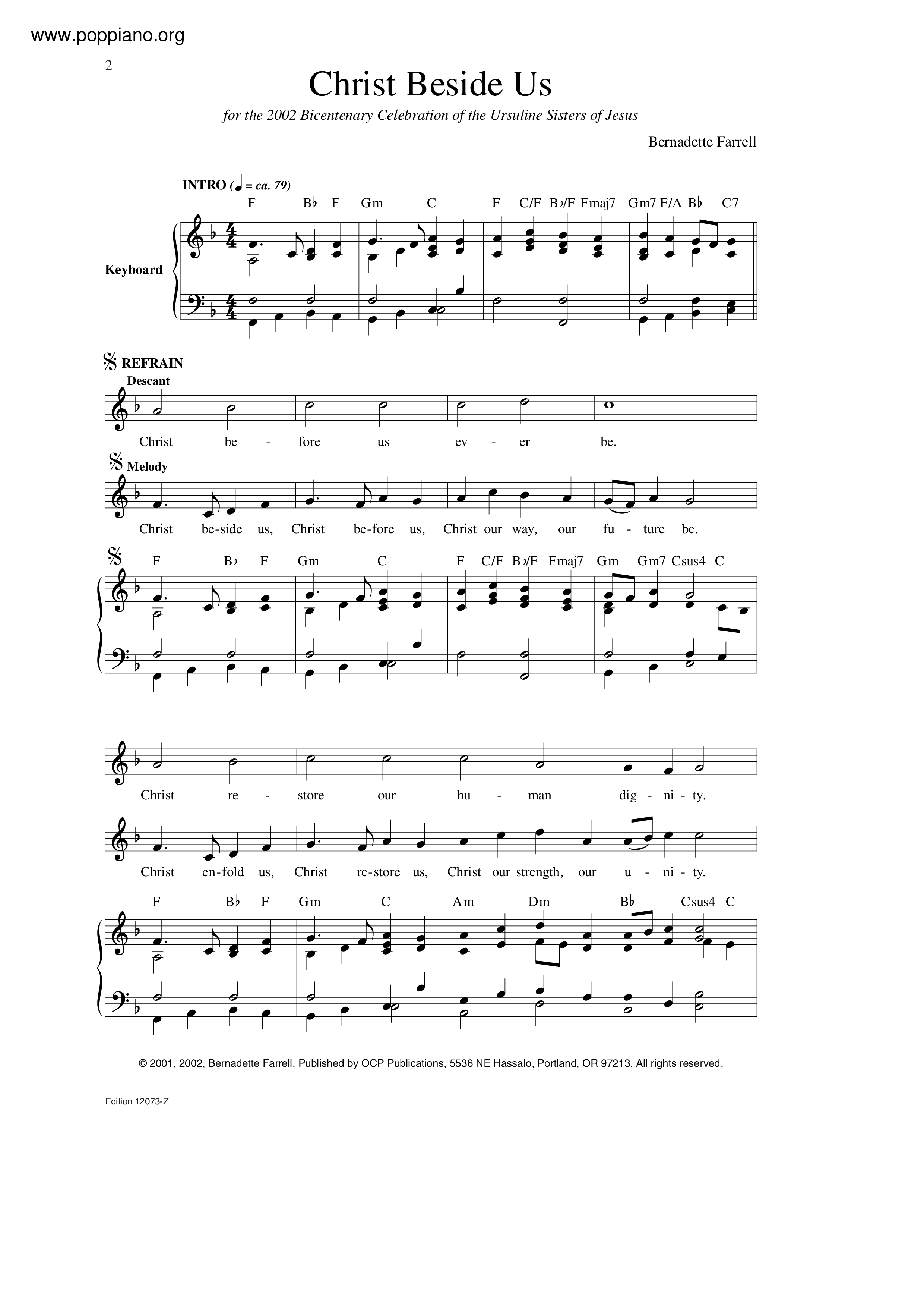Christ Beside Us琴譜