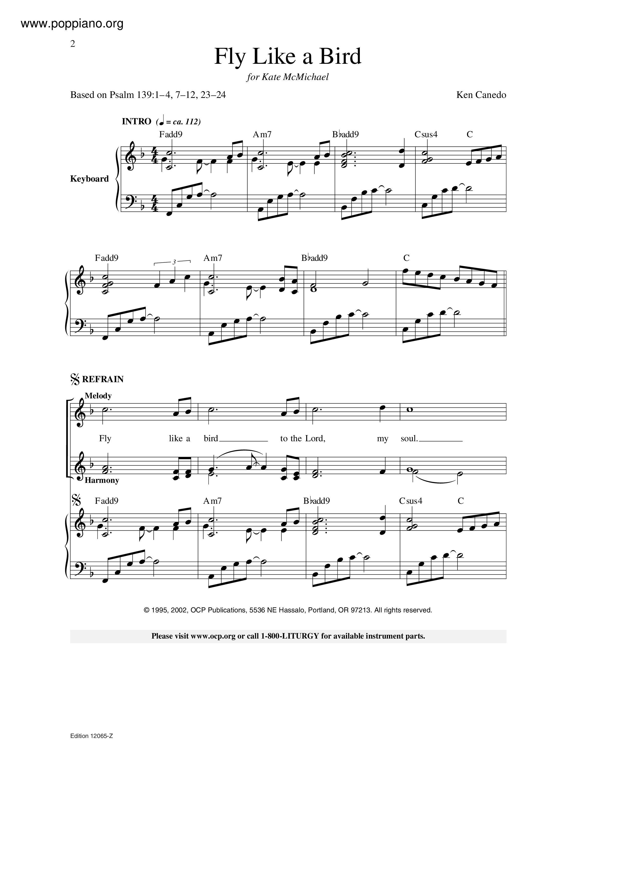 Hymn-Fly Like A Bird Sheet Music pdf, - Free Score Download ★