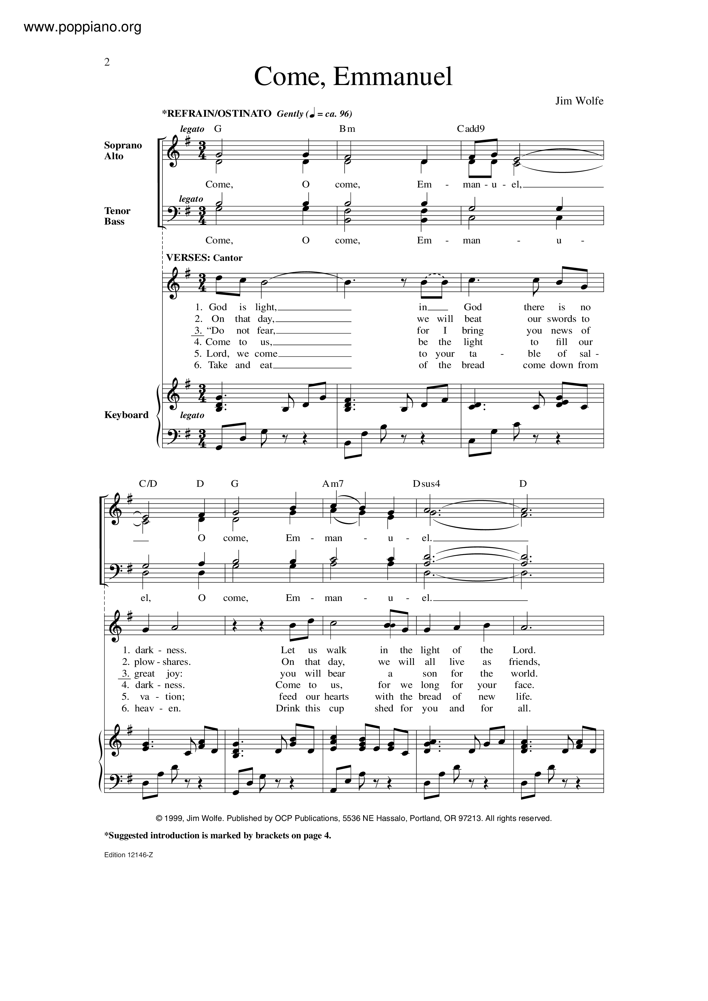 Come, Emmanuel琴譜