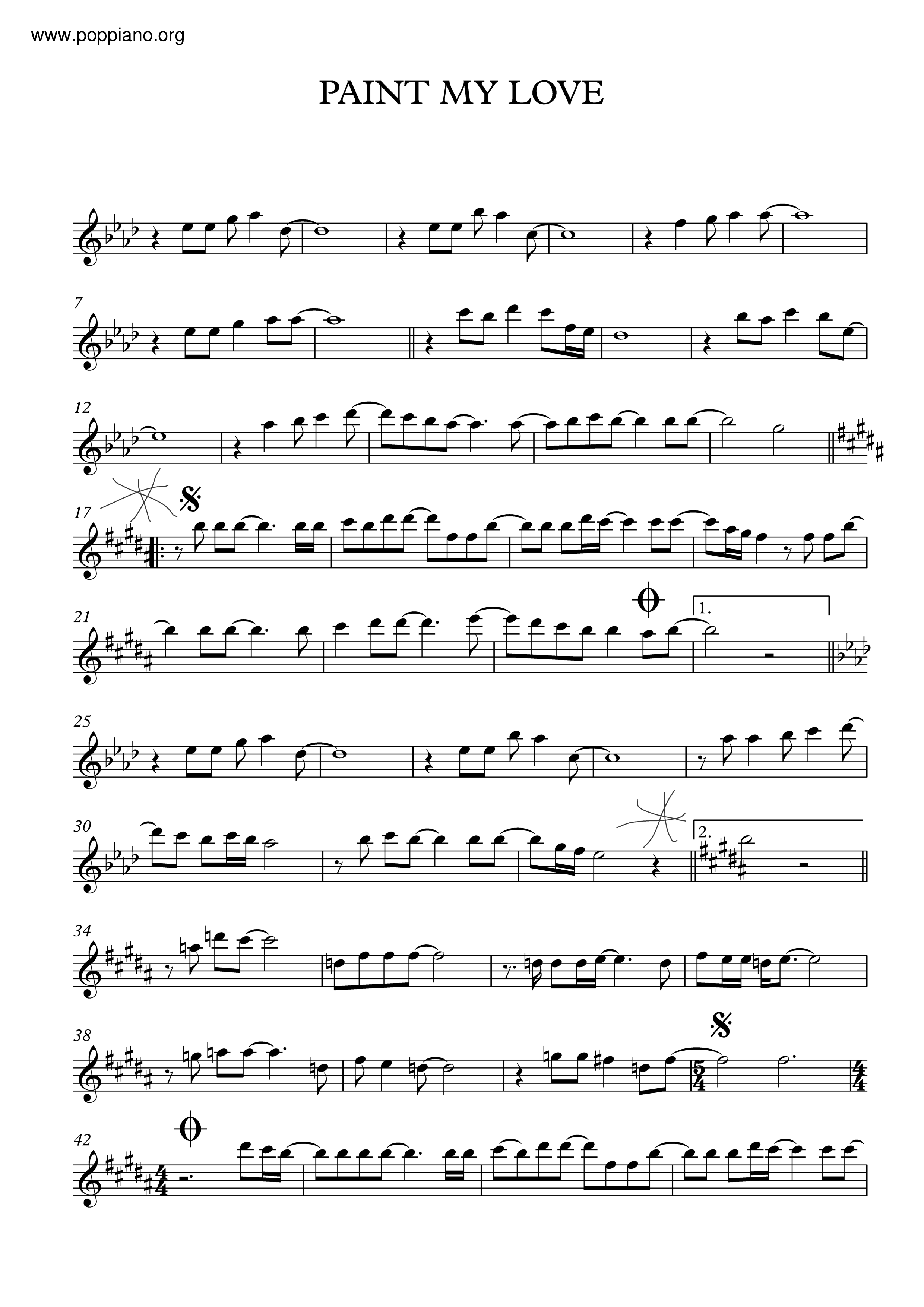 Michael Learn To RockPaint My Love 色士风谱pdf香港流行钢琴协会琴谱下载 ★