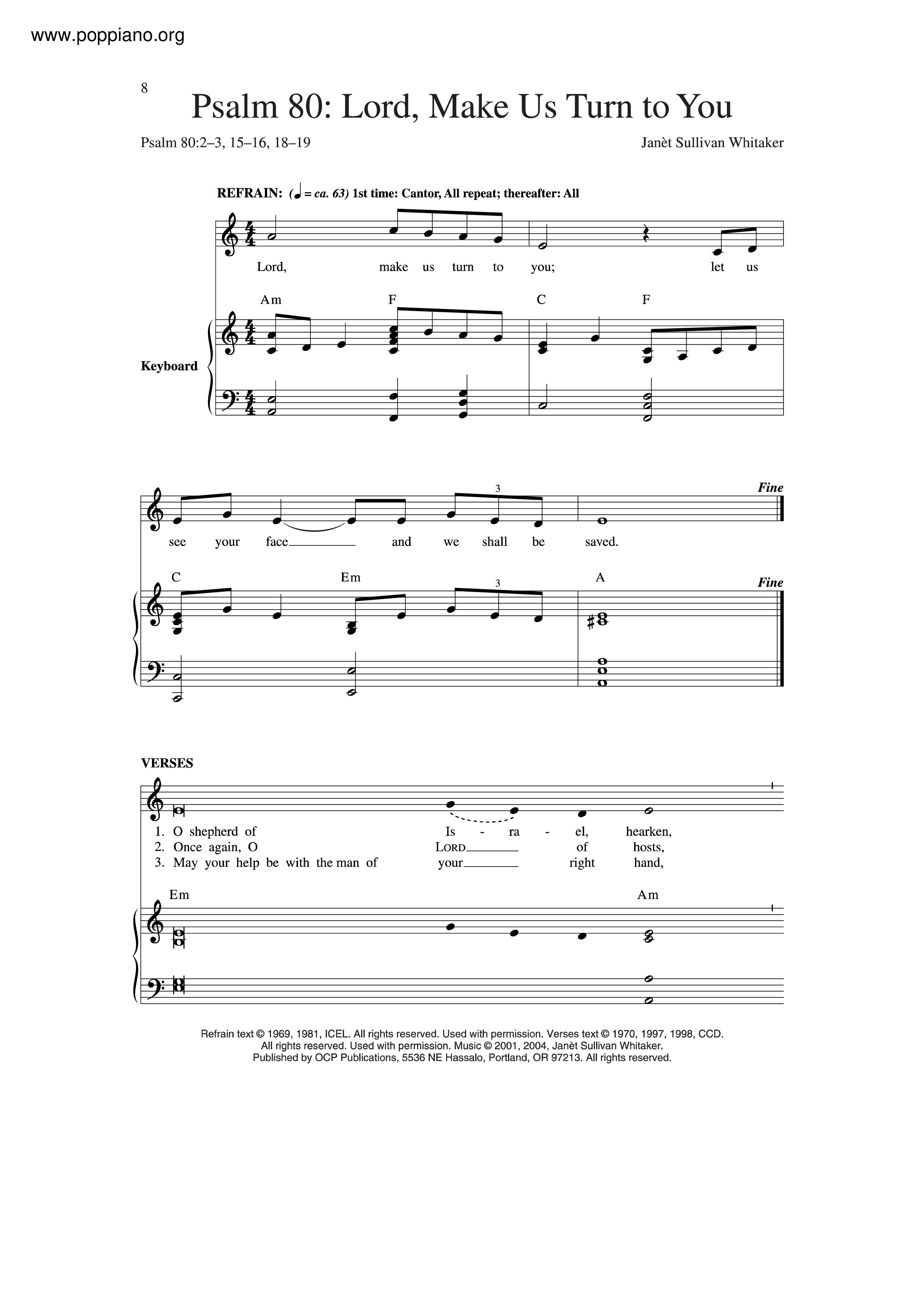 Psalm 80: Lord, Make Us Turn To You琴譜