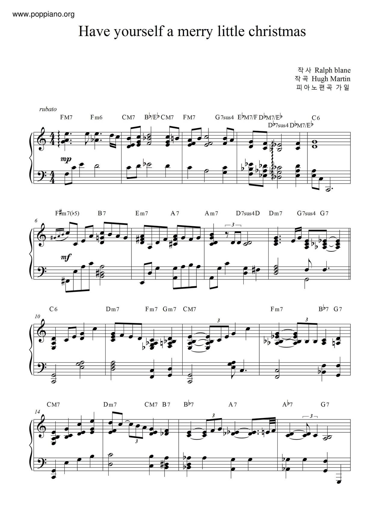 ☆ Hymn-Have Yourself A Merry Little Christmas Sheet Music Pdf, - Free Score Download ☆