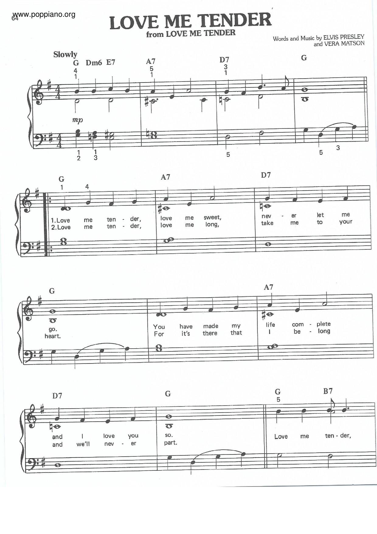 Love Me Tender Pdf琴譜免費下載 香港流行鋼琴協會