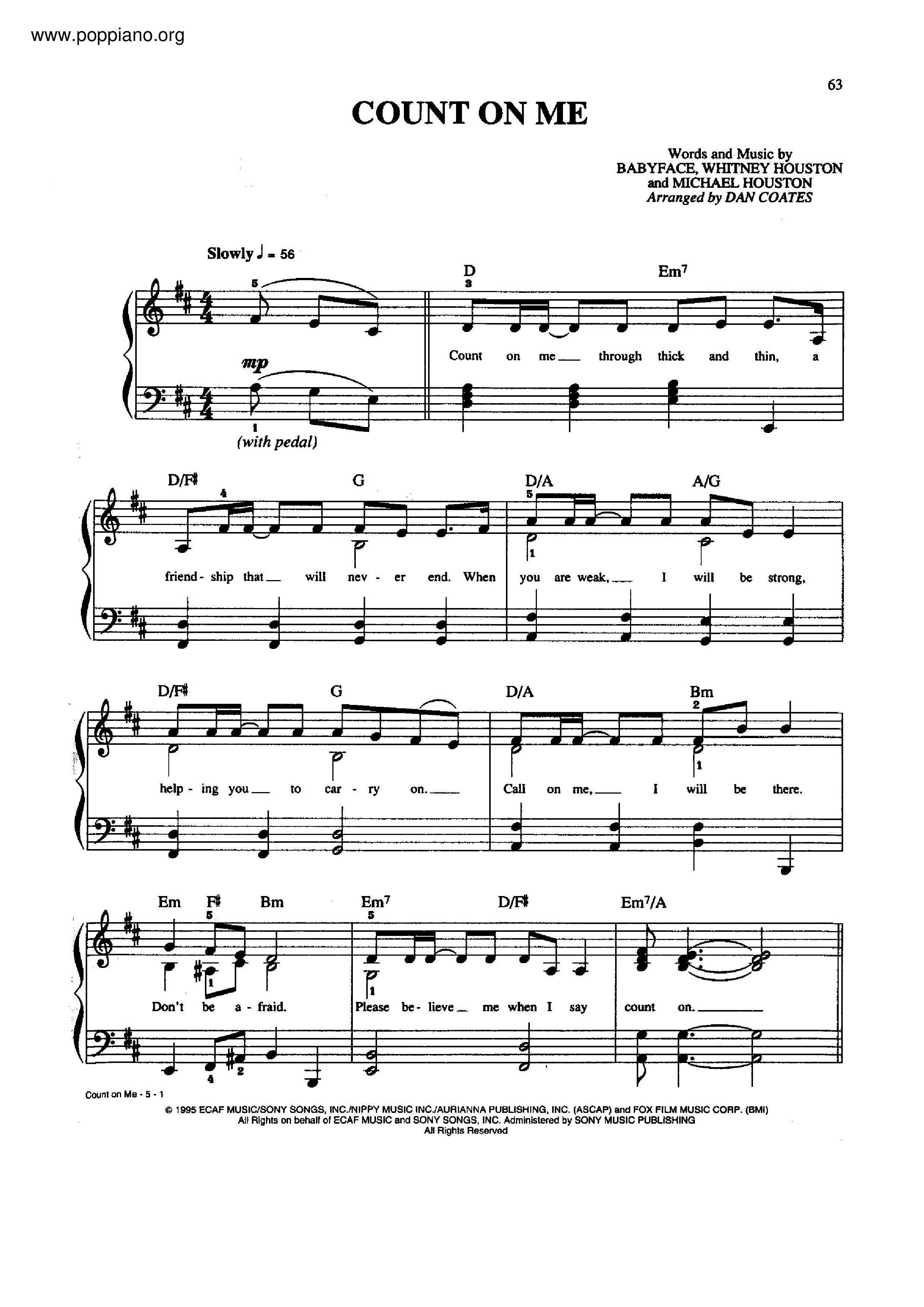 Whitney Houston Cece Winans Count On Me Sheet Music Pdf Free Score Download