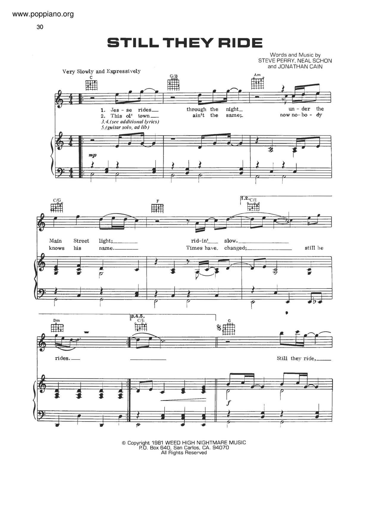 JourneyStill They Ride Sheet Music pdf, Free Score Download ★