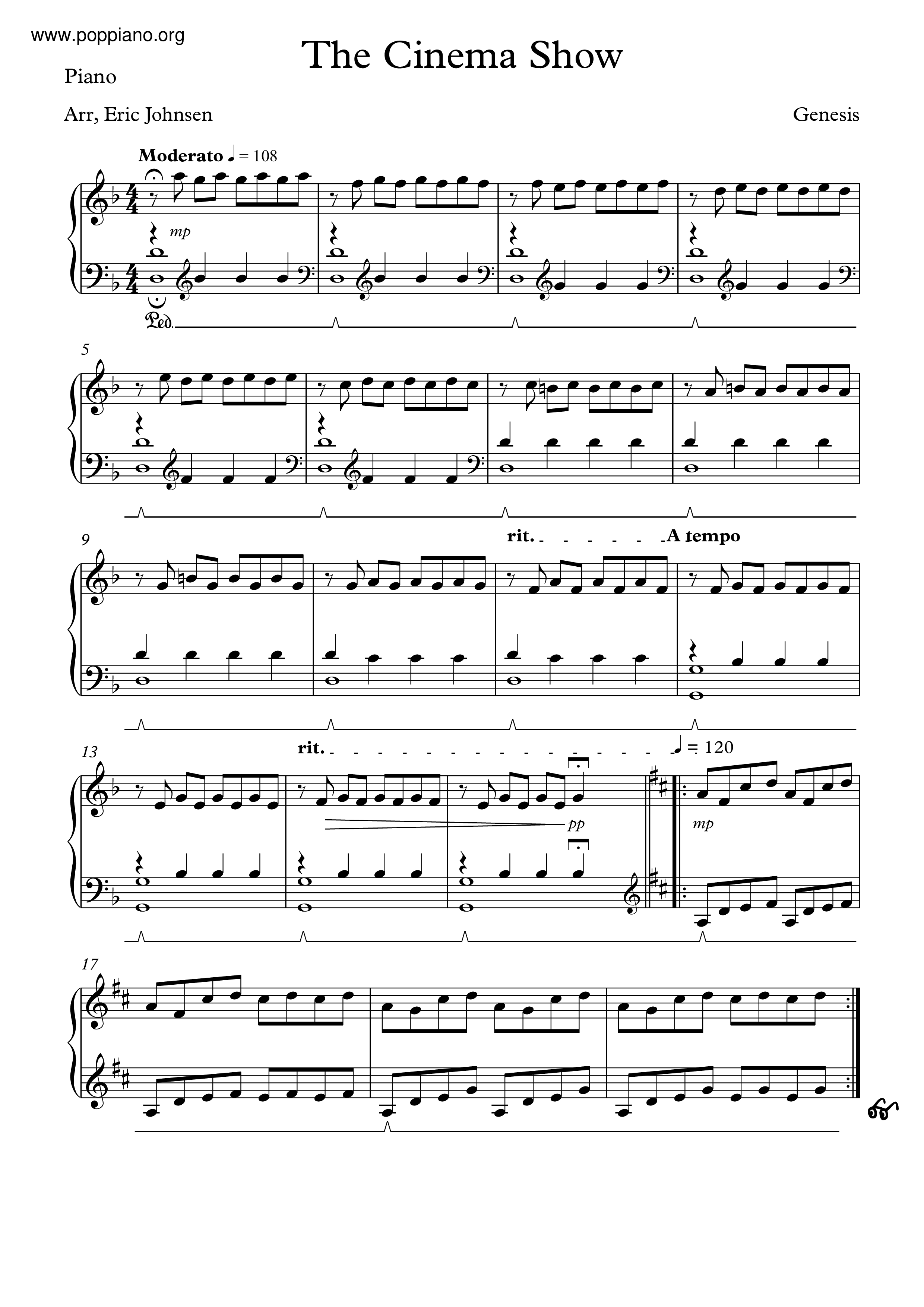 GenesisThe Cinema Show Sheet Music pdf, Free Score Download ★