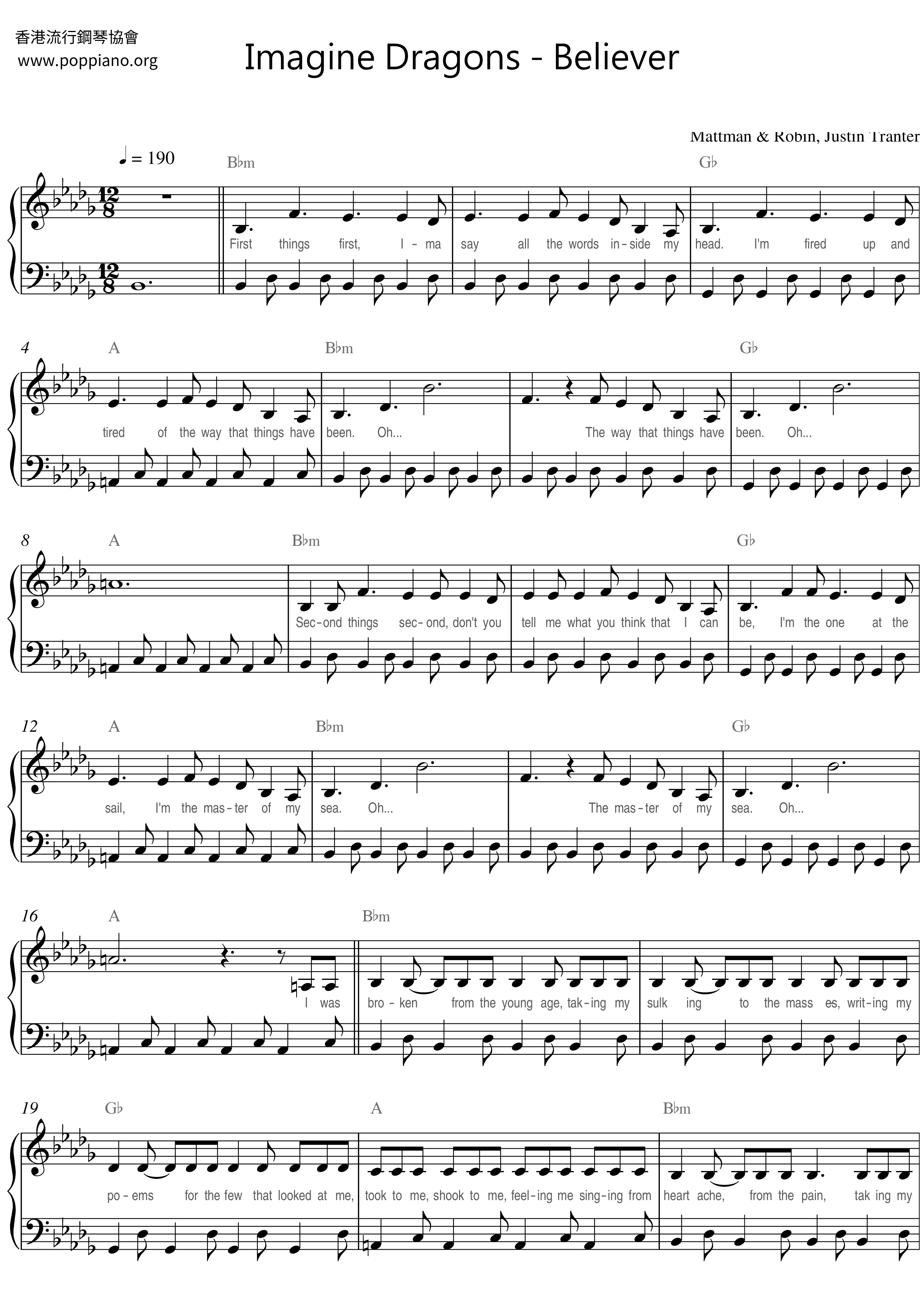Believerall Versions Sheet Music Piano Score Free Pdf Download Hk Pop Piano Academy