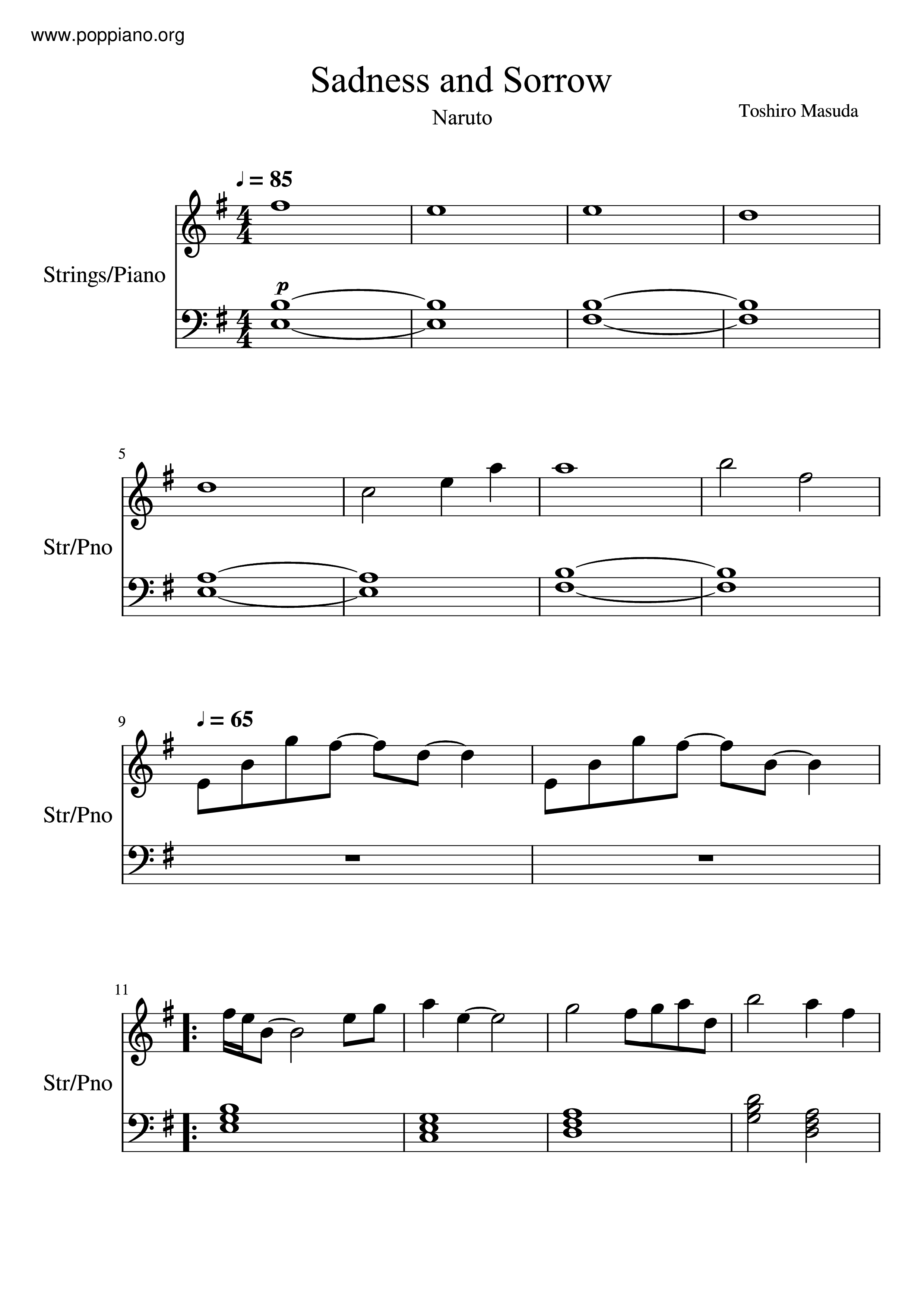 ☆ anime-Naruto-Sadness And Sorrow Sheet Music -ナルト 楽譜 - Score Download ☆
