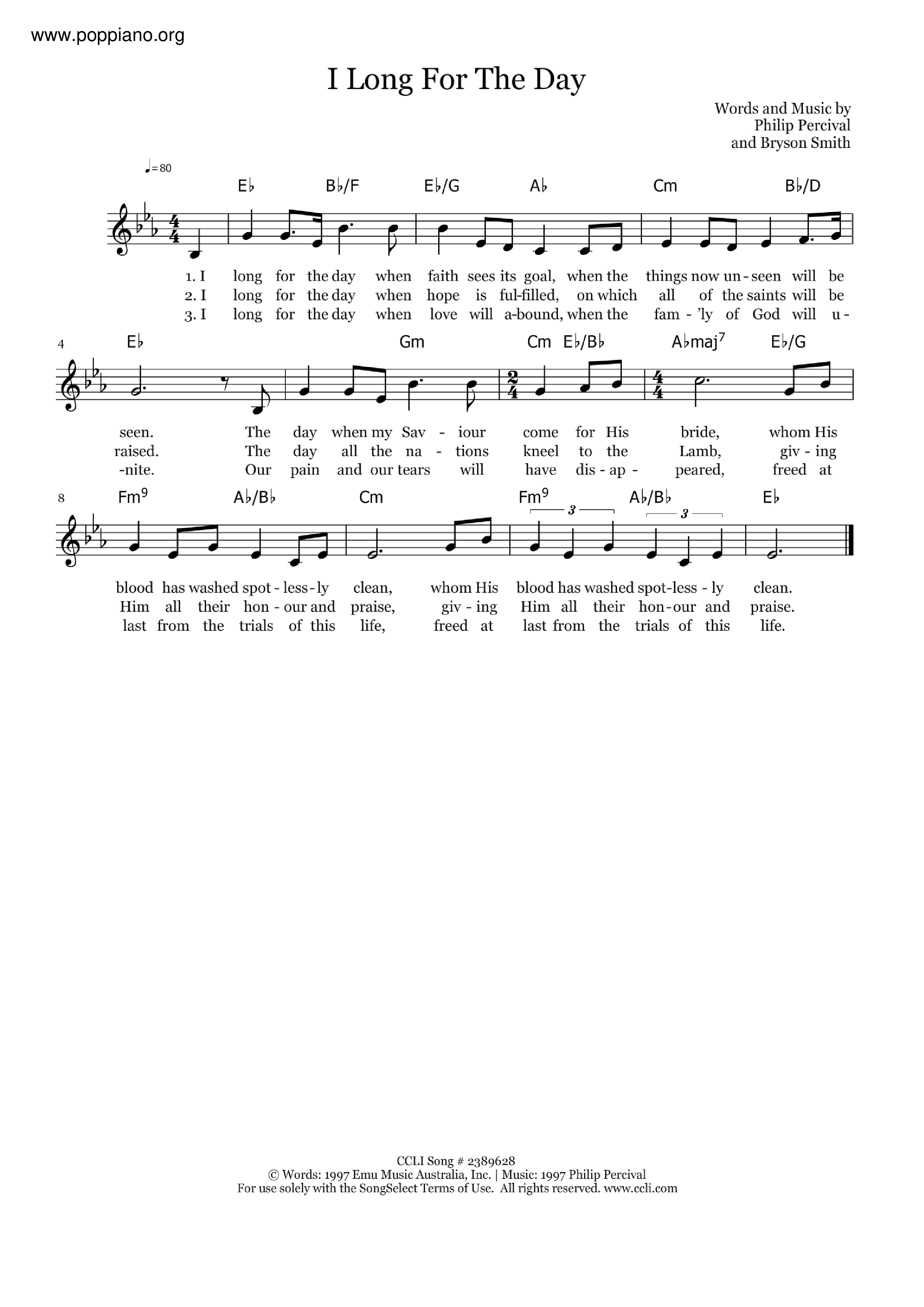 I Long For The Day琴譜