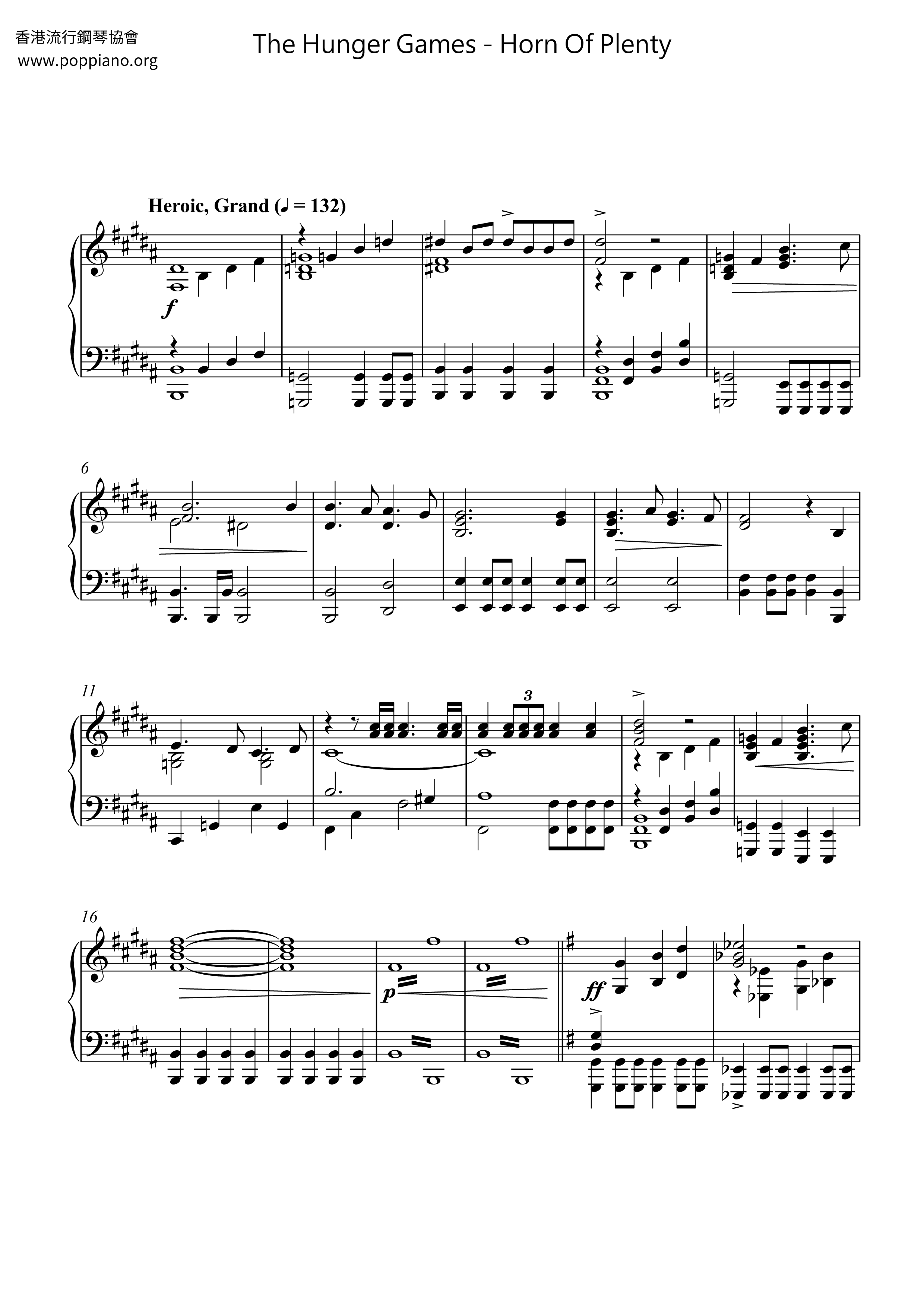 The Hunger Games - Horn Of Plenty琴譜