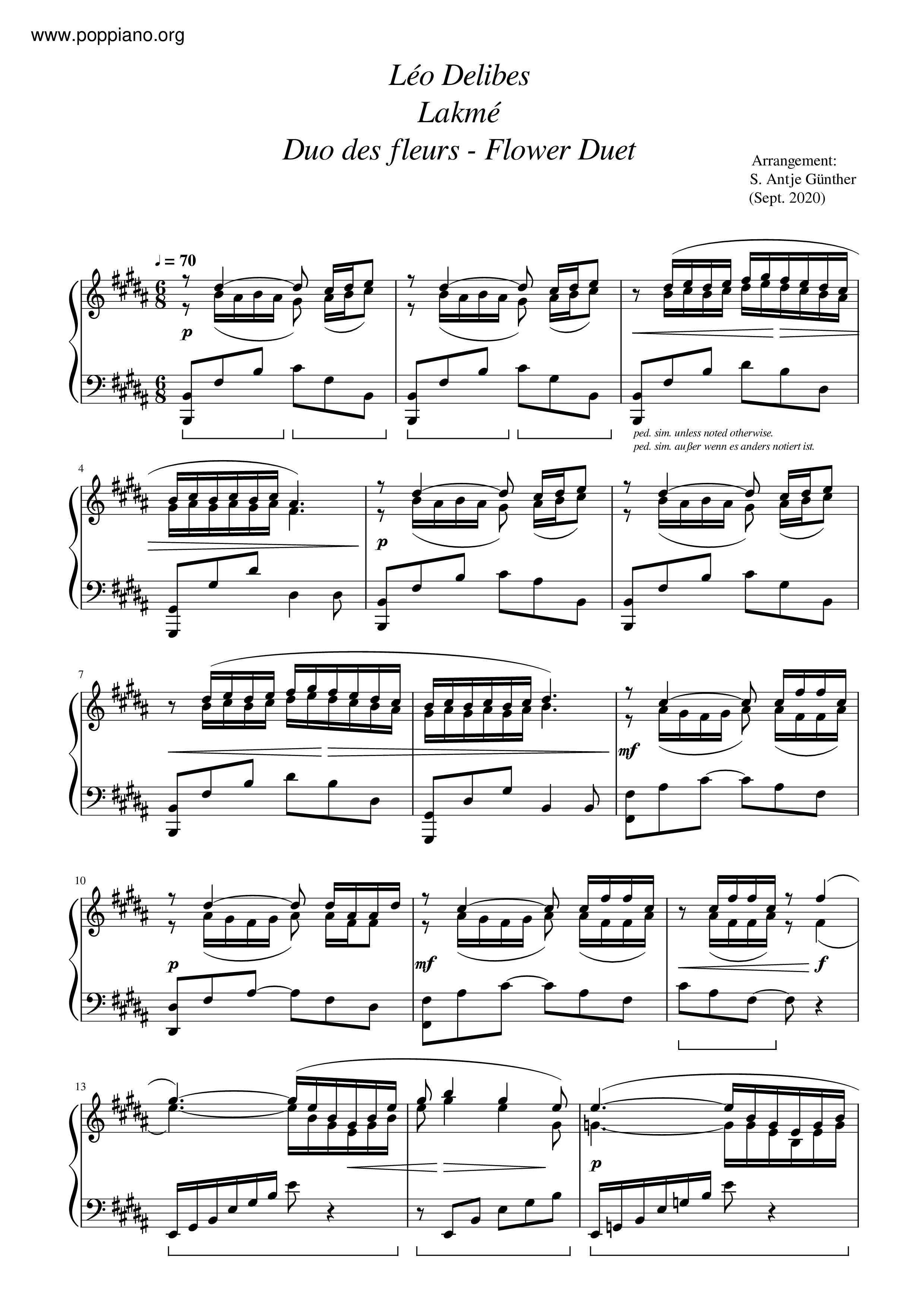 Leo Delibes The Flower Duet Sheet Music Pdf Free Score Download