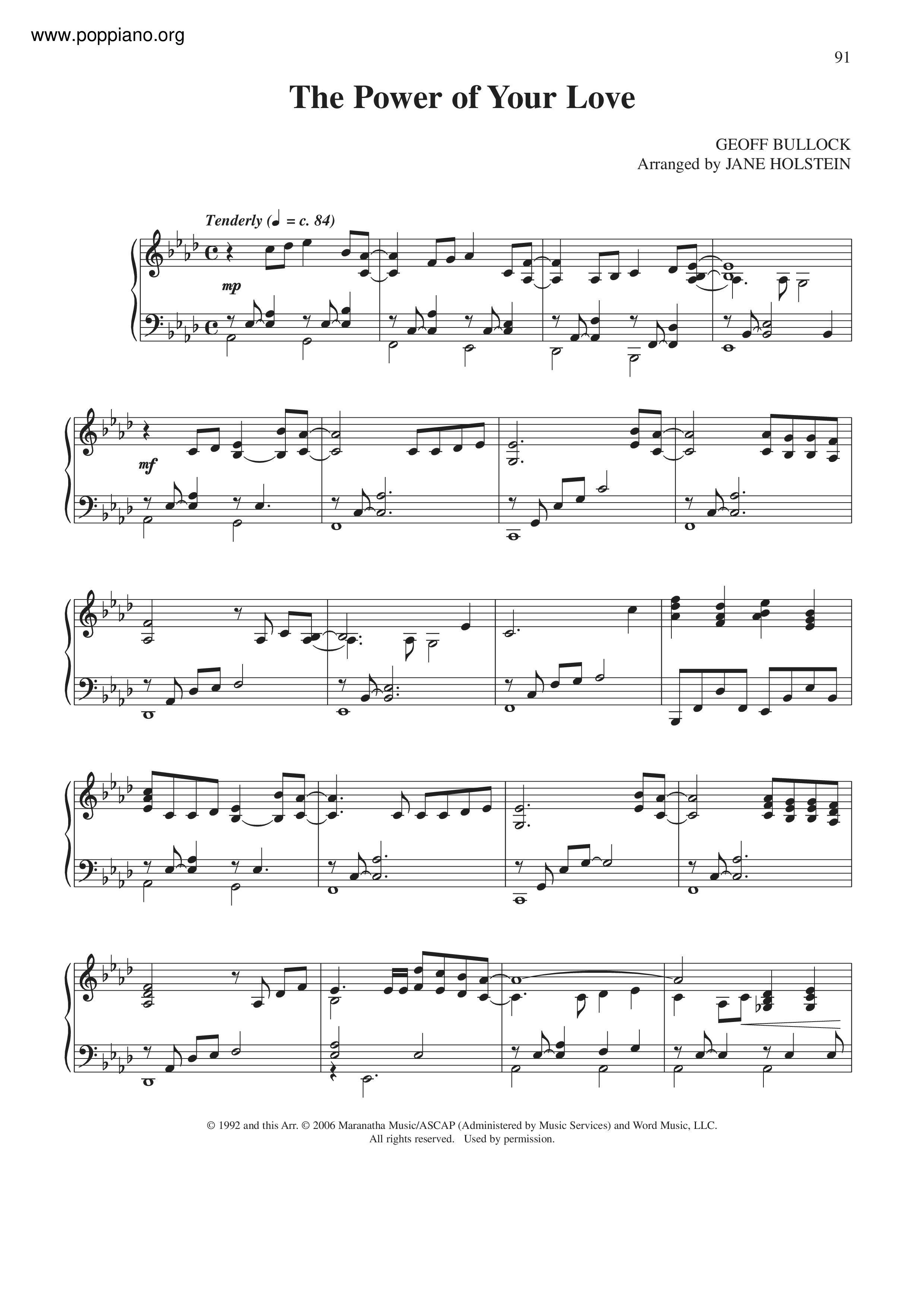 the power of your love PDF琴譜免費下載 香港流行鋼琴協會 ★