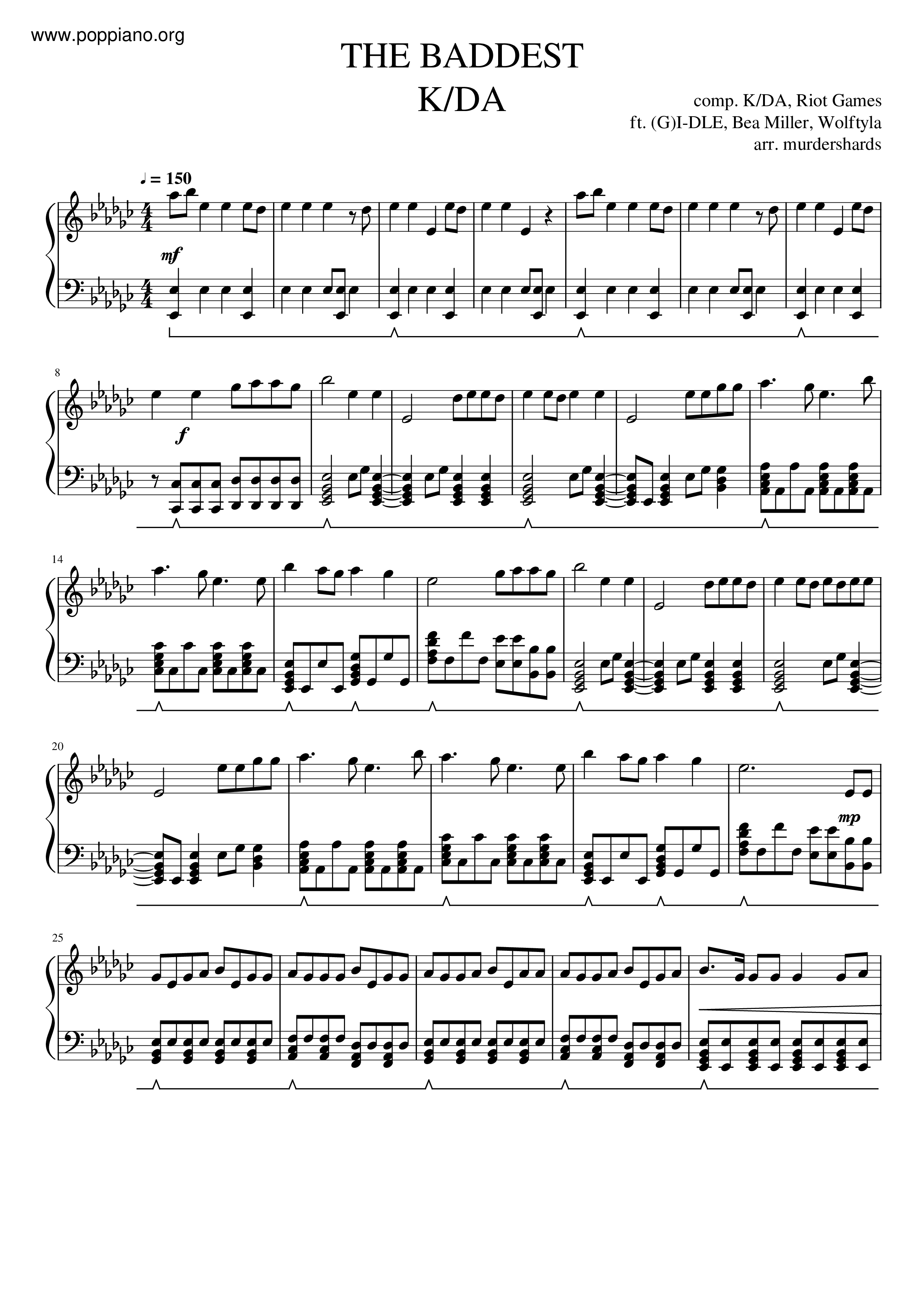 G)IDLEThe Baddest Sheet Music pdf, (ジー・アイドゥル) Free Score Download ★