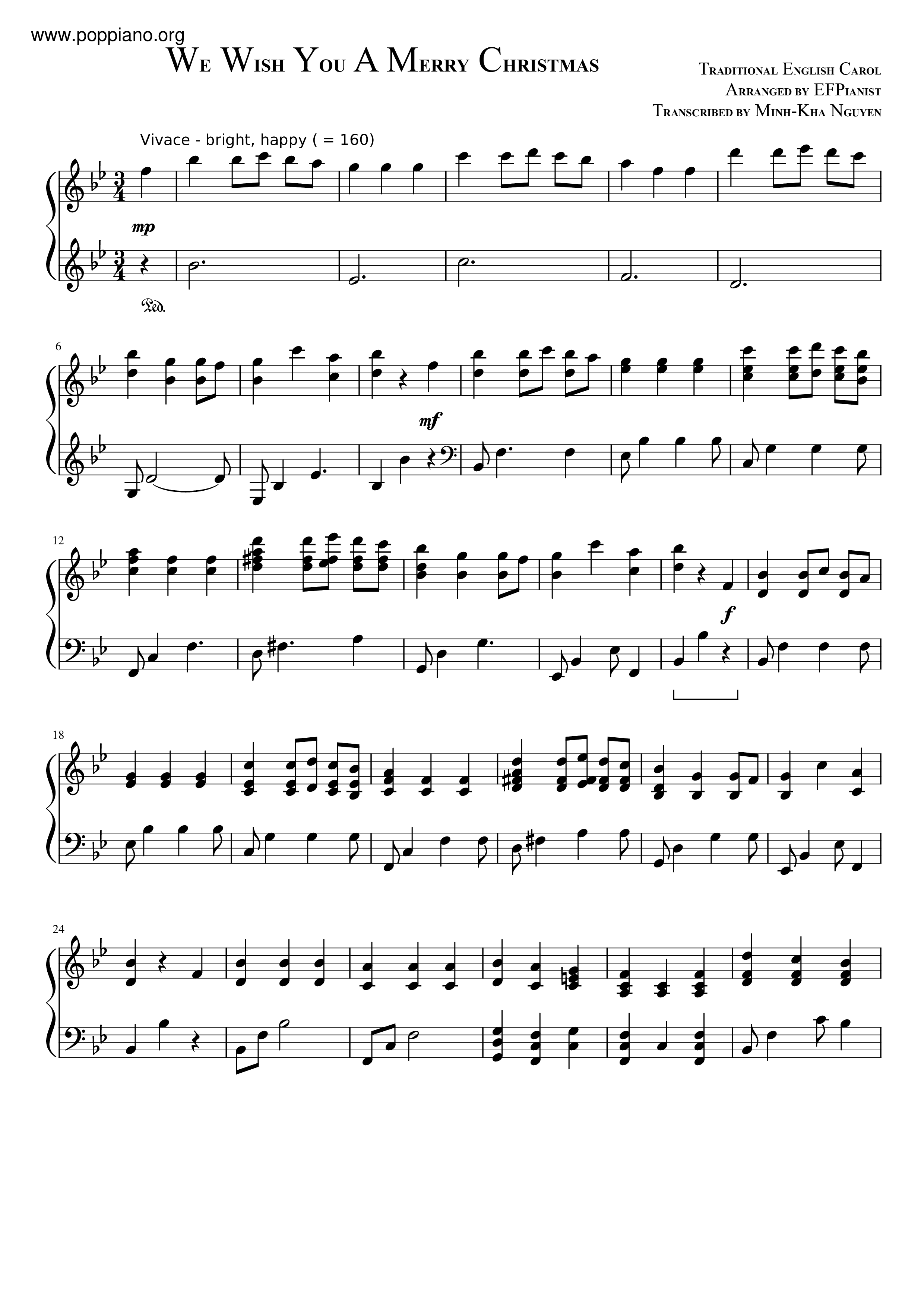 ☆ Christmas-We Wish You A Merry Christmas Sheet Music Pdf, - Free Score Download ☆