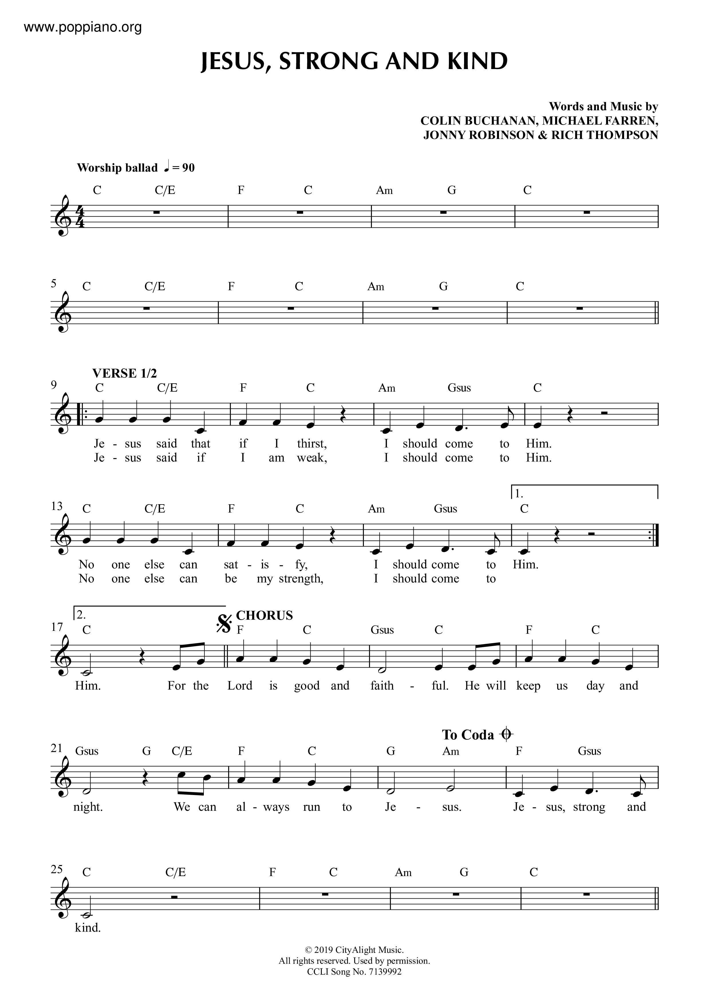 hymn-Jesus, Strong And Kind Sheet Music pdf, - Free Score Download ★