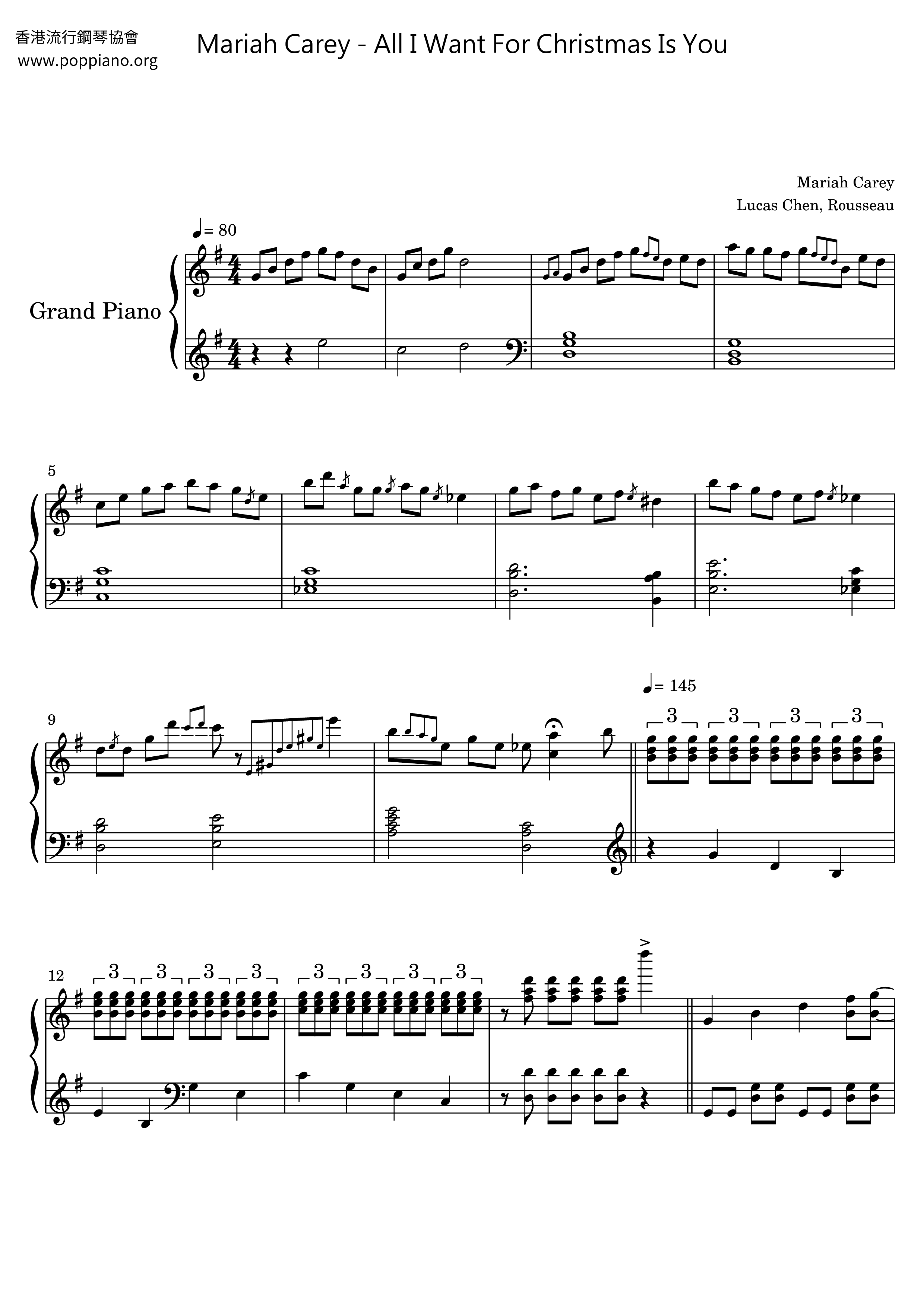 Mariah Carey All I Want For Christmas Is You Sheet Music Pdf 恋人たちのクリスマス 楽譜 Free Score Download