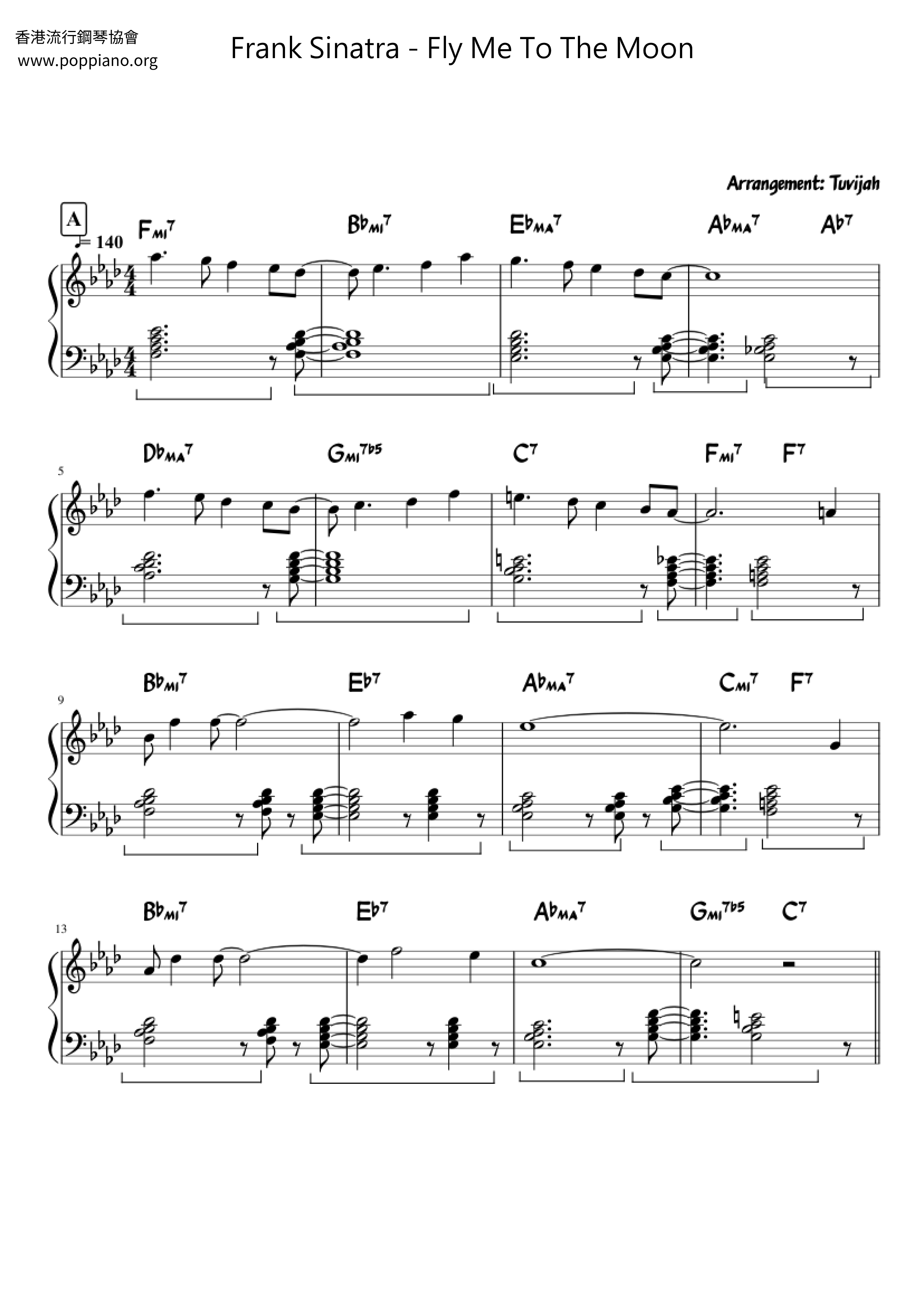 Fly Me To The Moonall Versions Sheet Music Piano Score Free Pdf Download Hk Pop Piano Academy
