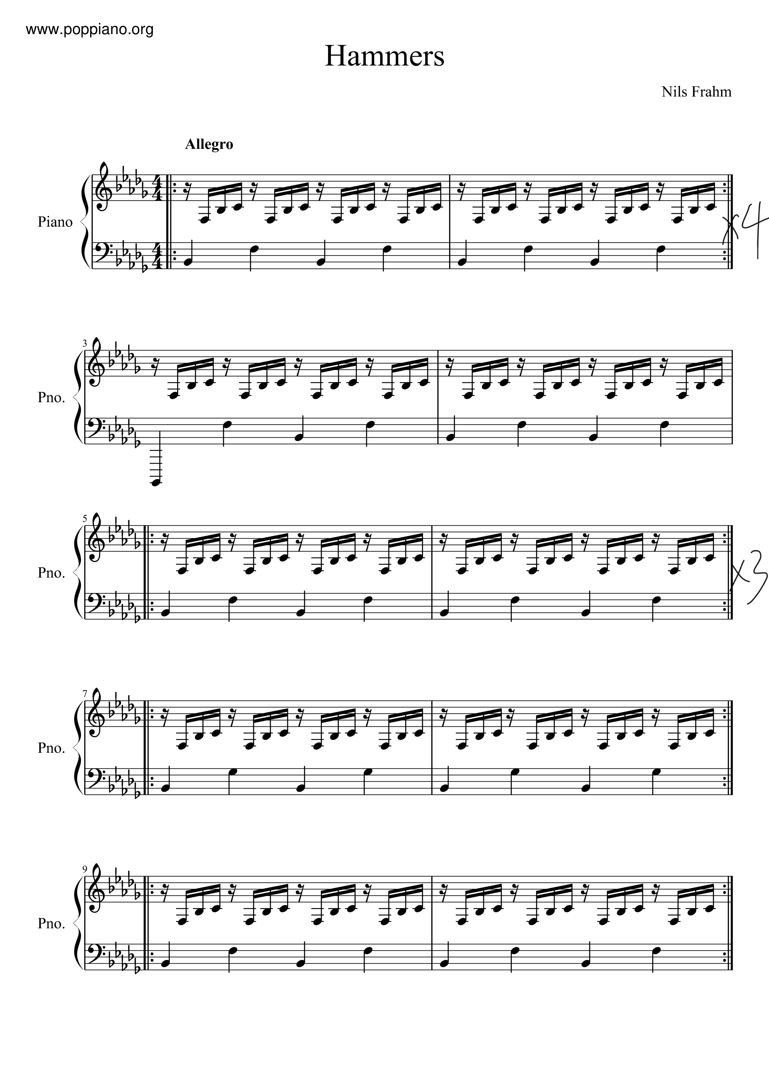 Nils FrahmHammers Sheet Music pdf, Free Score Download ★