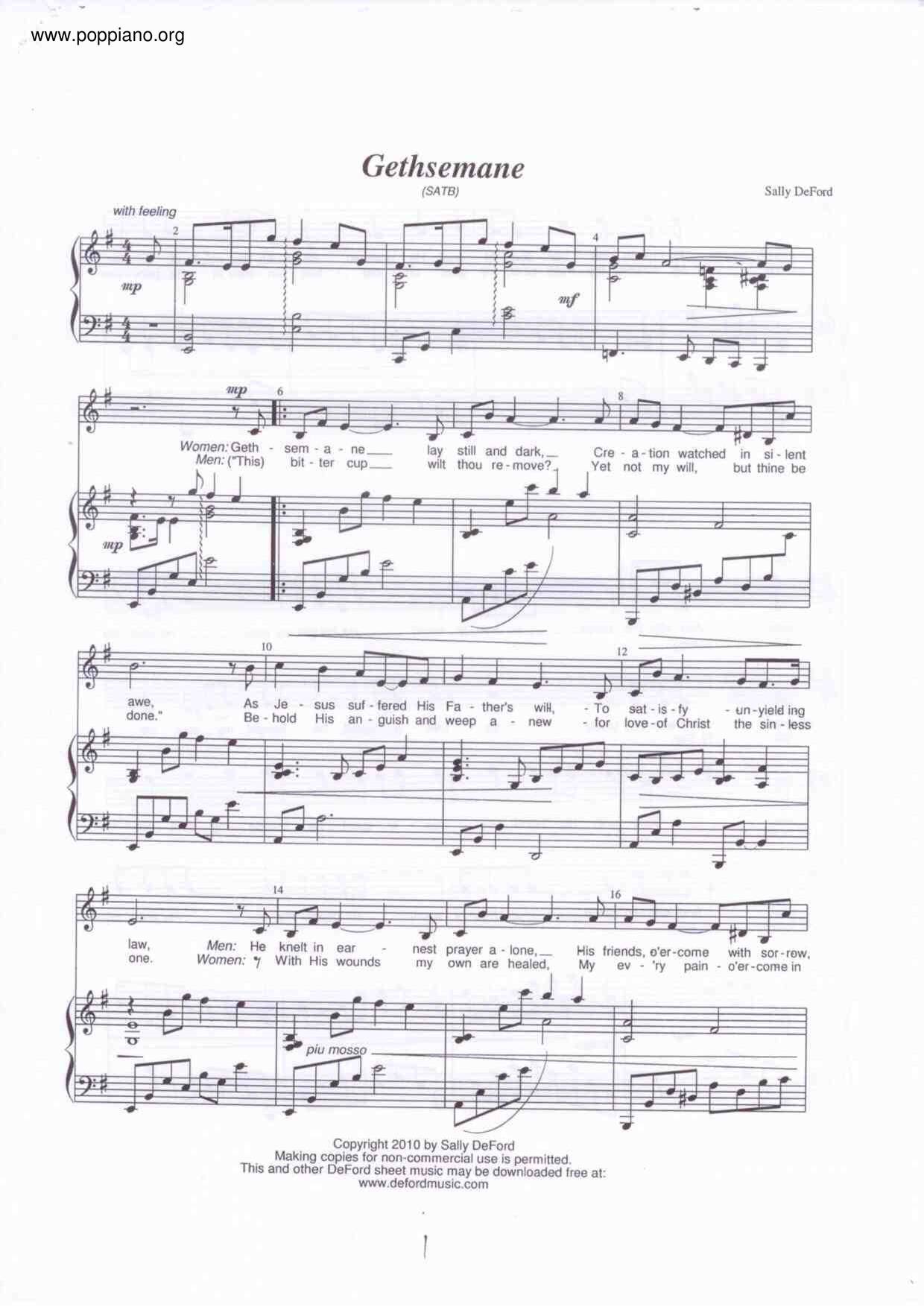  Gethsemane Sheet Music Pdf Free Score Download