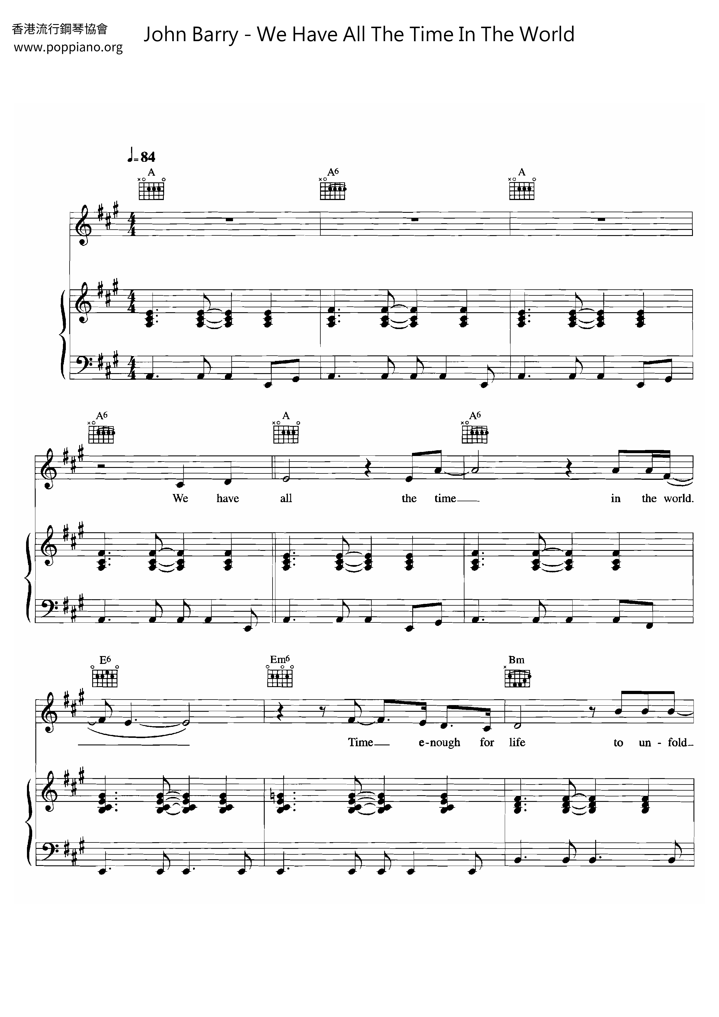 John Barry We Have All The Time In The World Sheet Music Pdf Free John barry we have all the time in the world sheet music pdf free