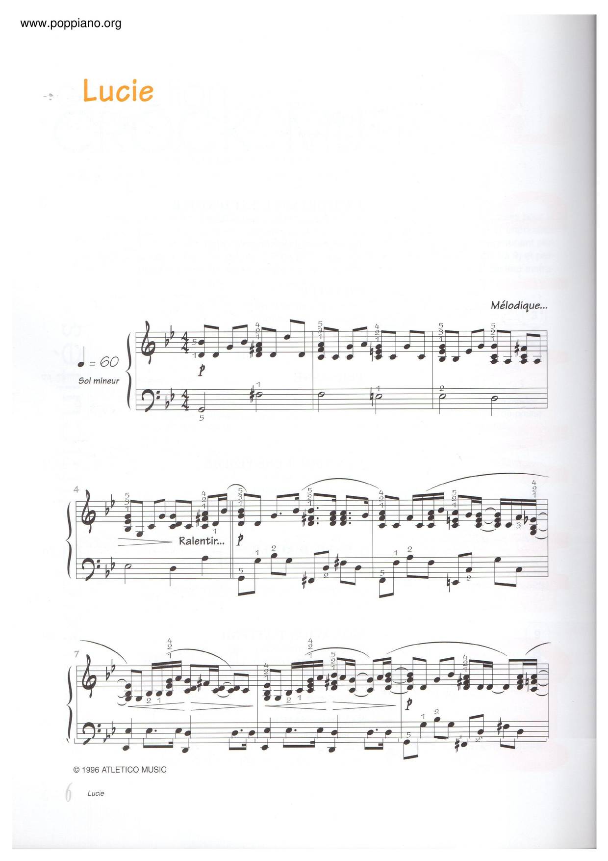 Pascal ObispoLucie Sheet Music pdf, Free Score Download ★