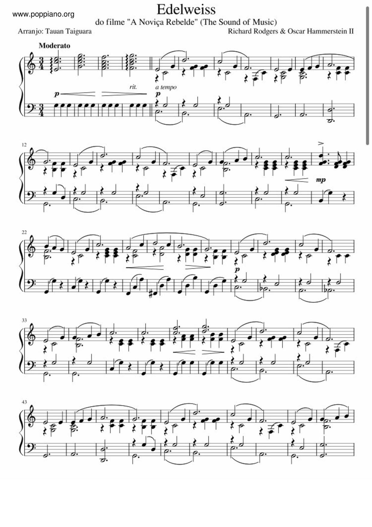 The Sound of Music - Edelweiss琴譜