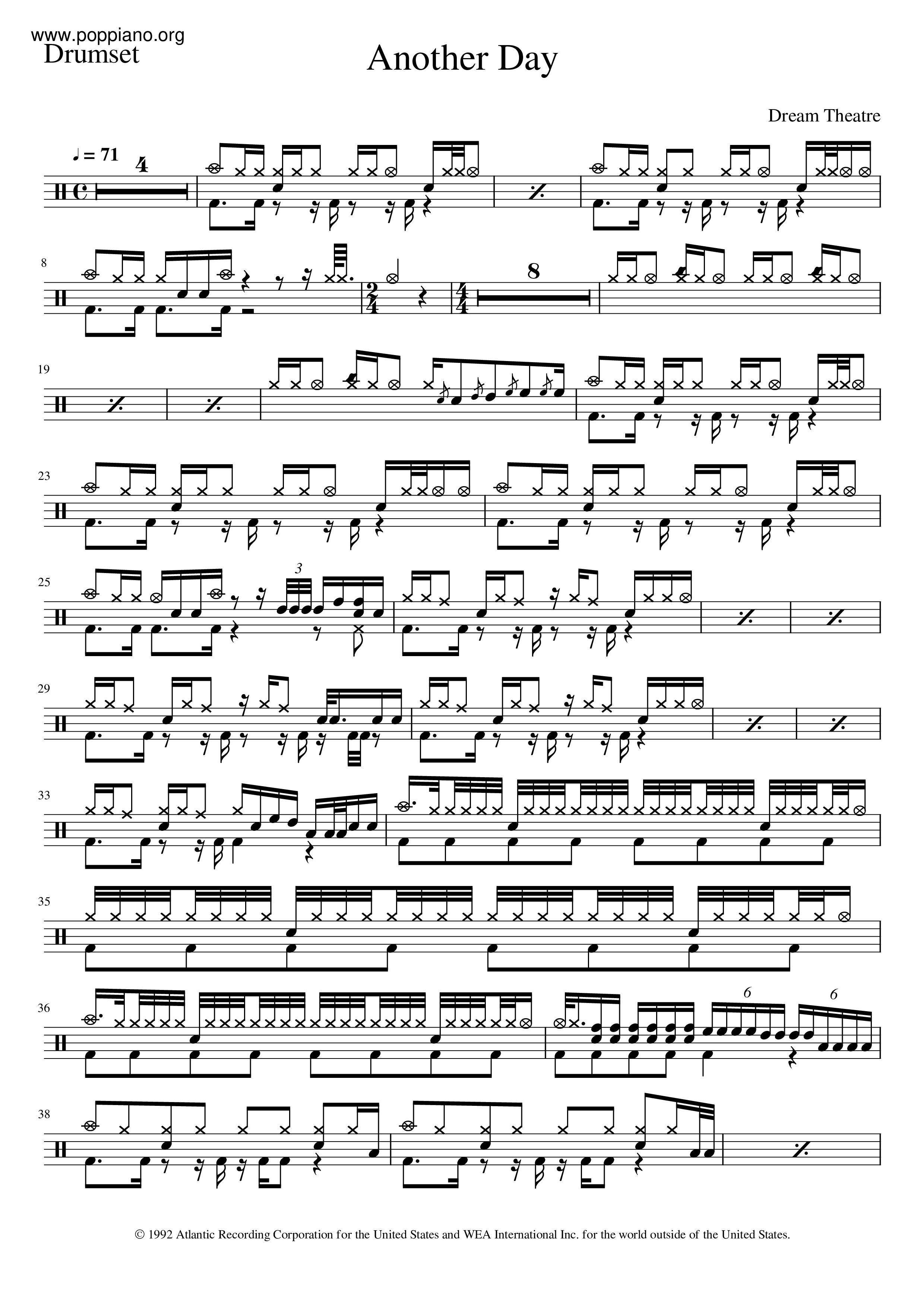 Dream TheaterAnother Day Drum Tab pdf, Free Score Download ★