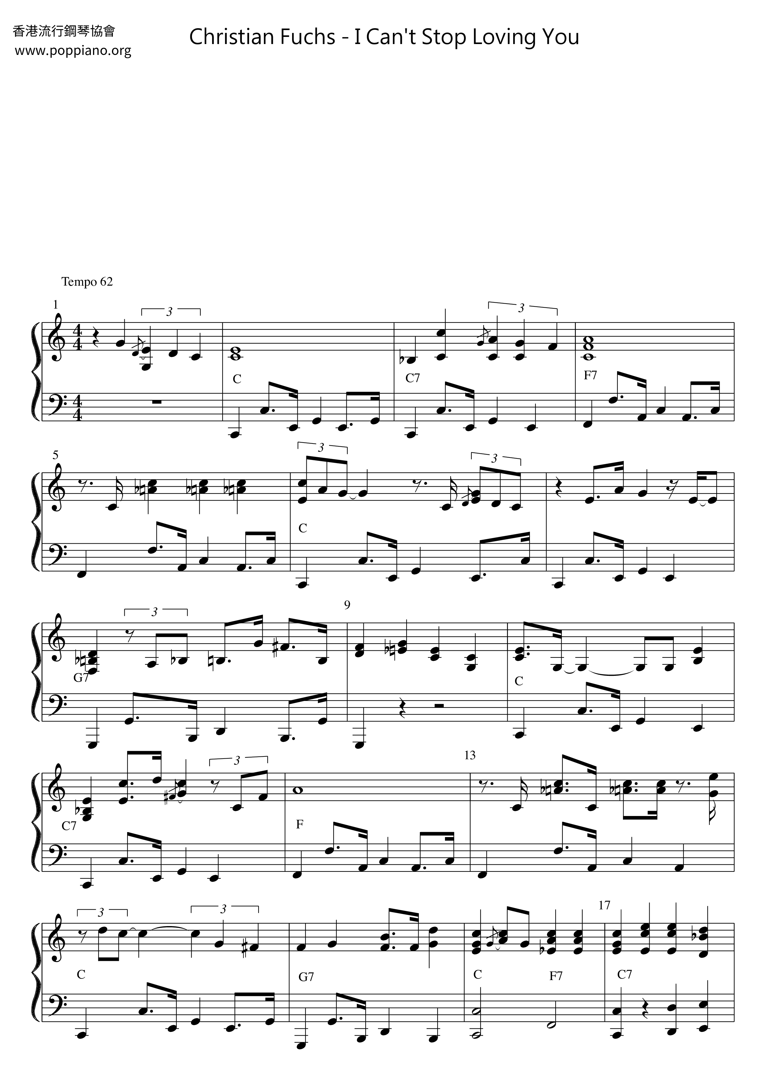 Christian fuchs i can t stop loving you sheet music pdf free score