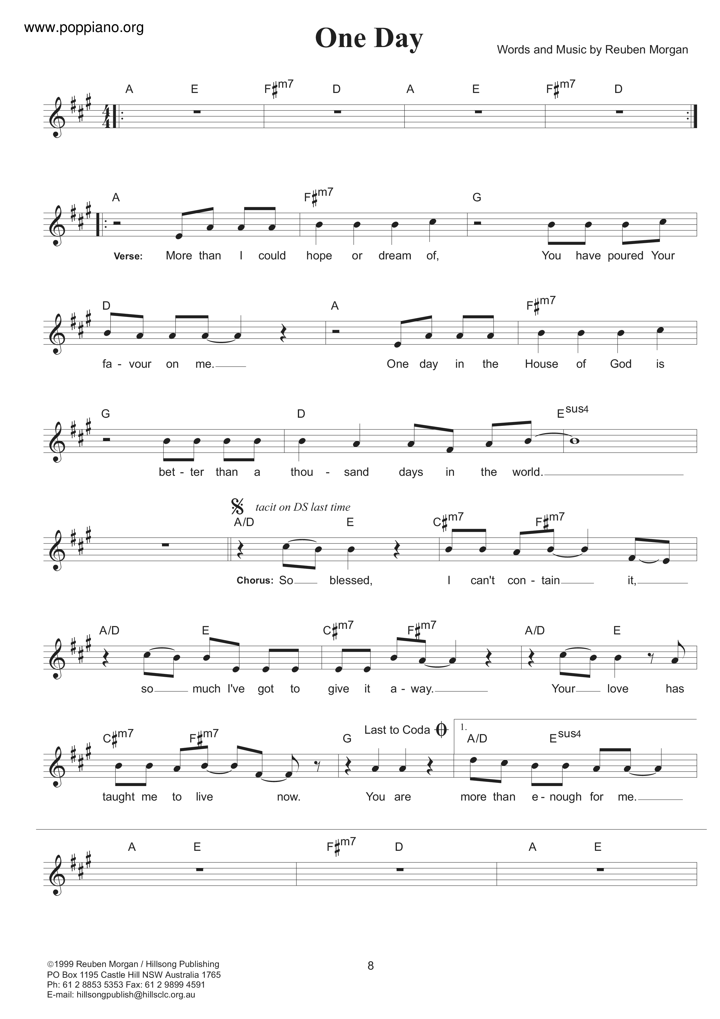 One Day琴譜
