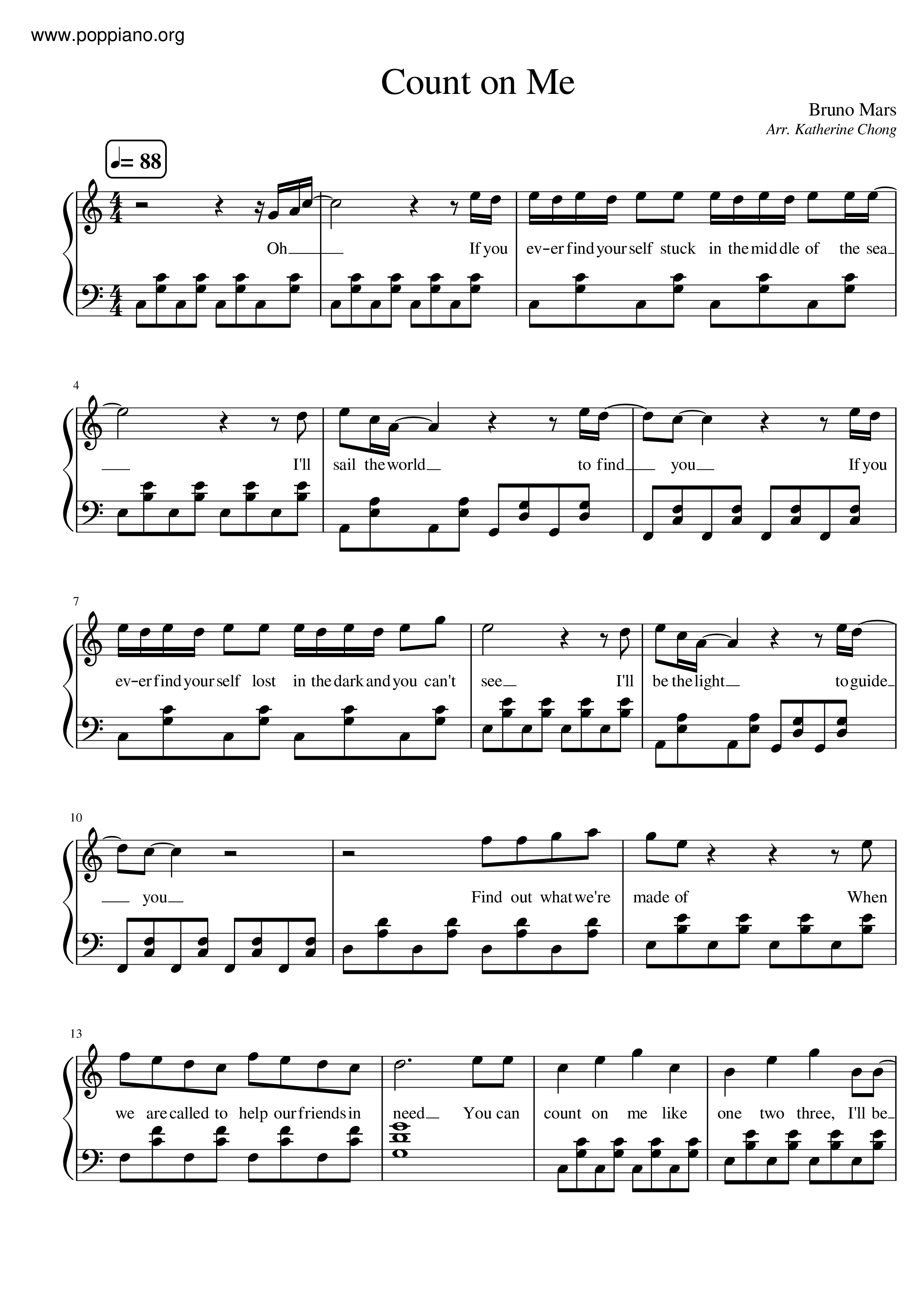 Bruno Mars Count On Me Sheet Music Pdf Free Score Download