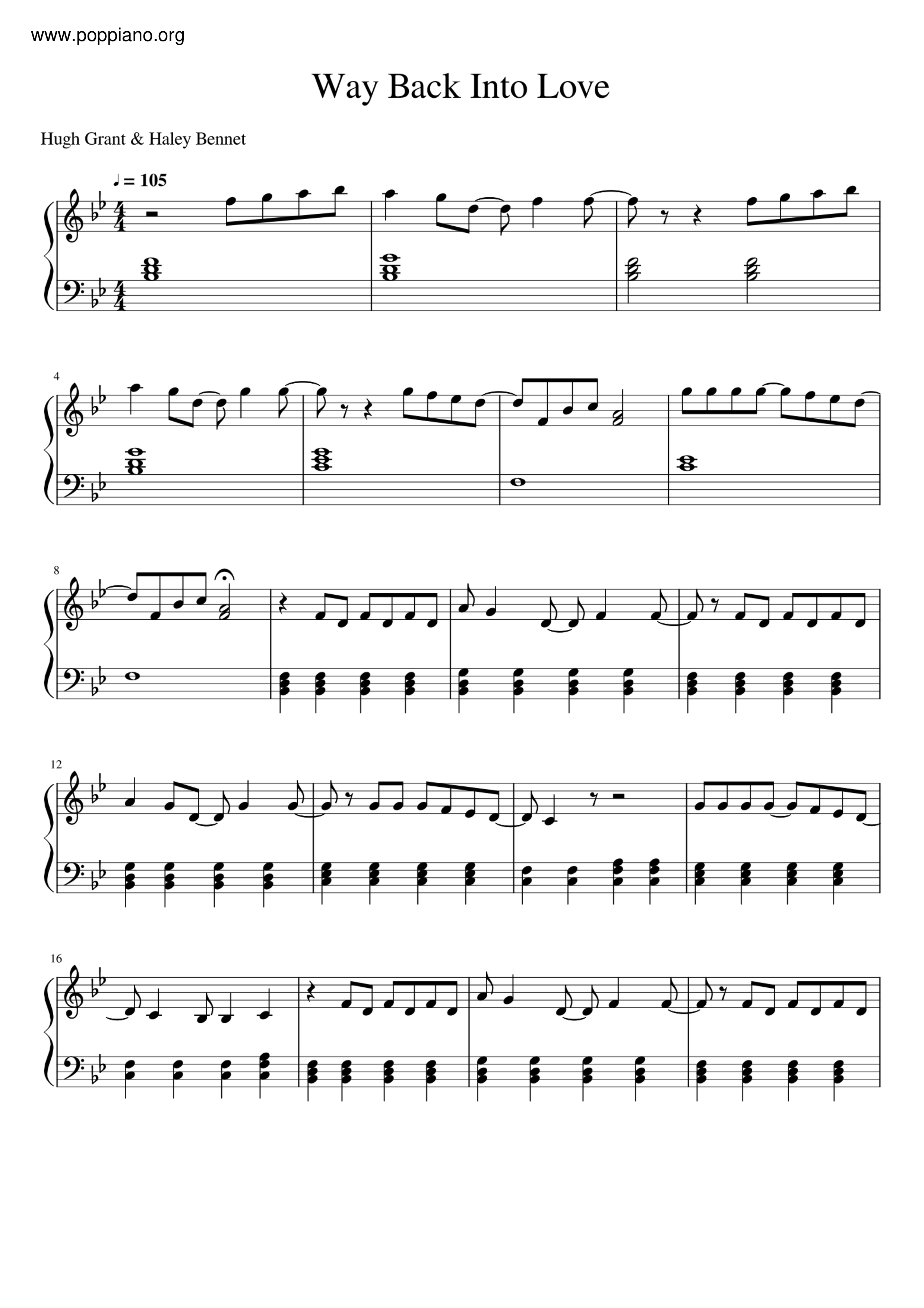 Privación Centro de la ciudad arrojar polvo en los ojos ☆ Way Back Into Love | Sheet Music | Piano Score Free PDF Download | HK Pop  Piano Academy