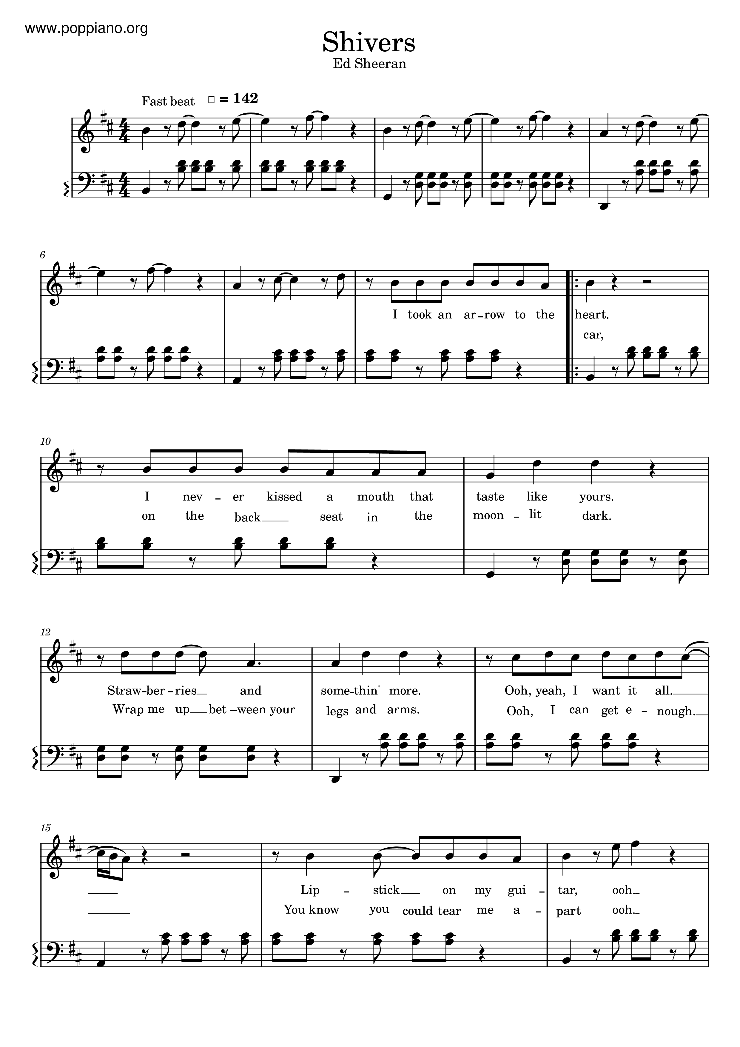 Ed SheeranShivers Sheet Music pdf, (エド・シーラン) Free Score Download ★