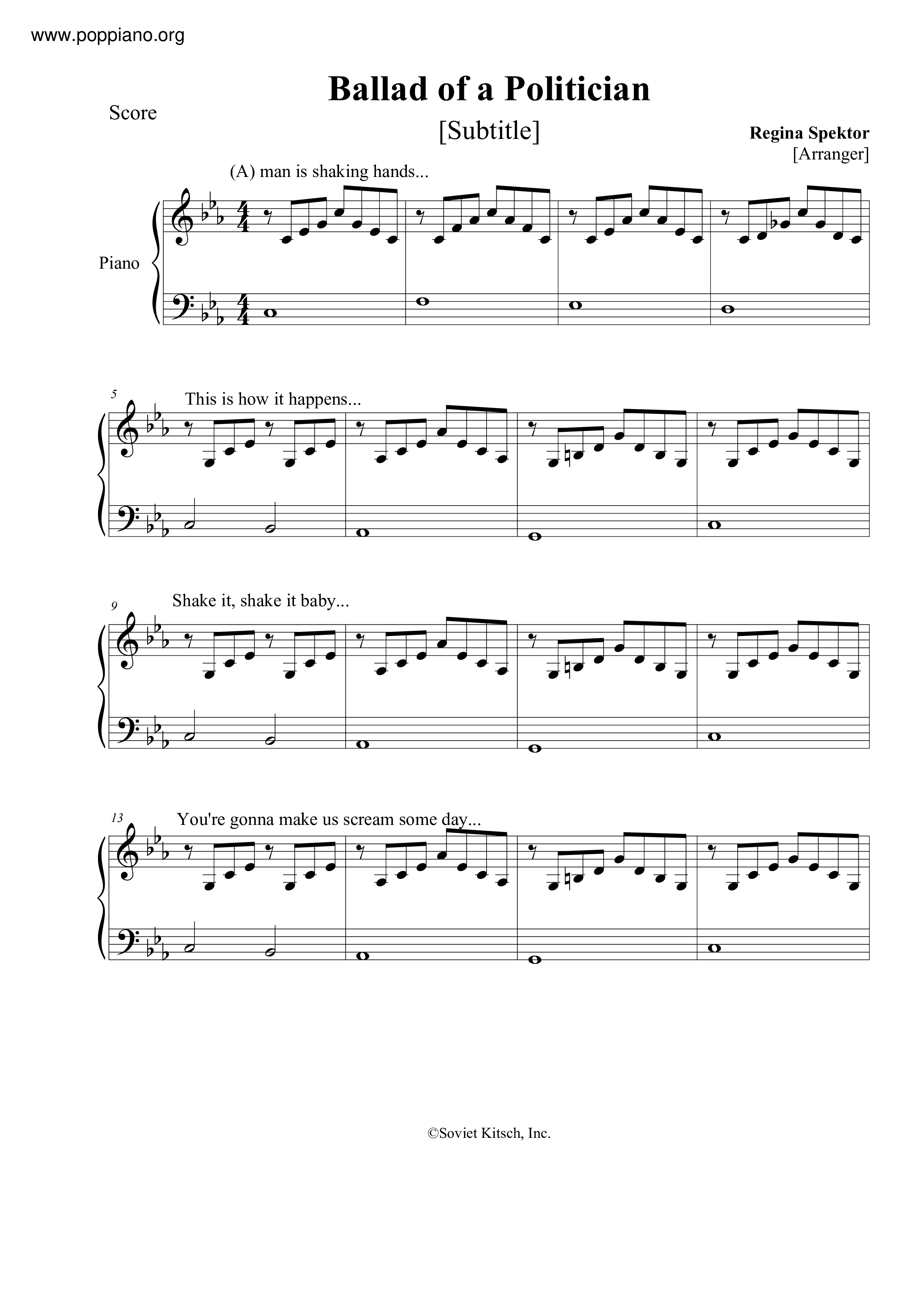 Ballad Of A Politician琴譜