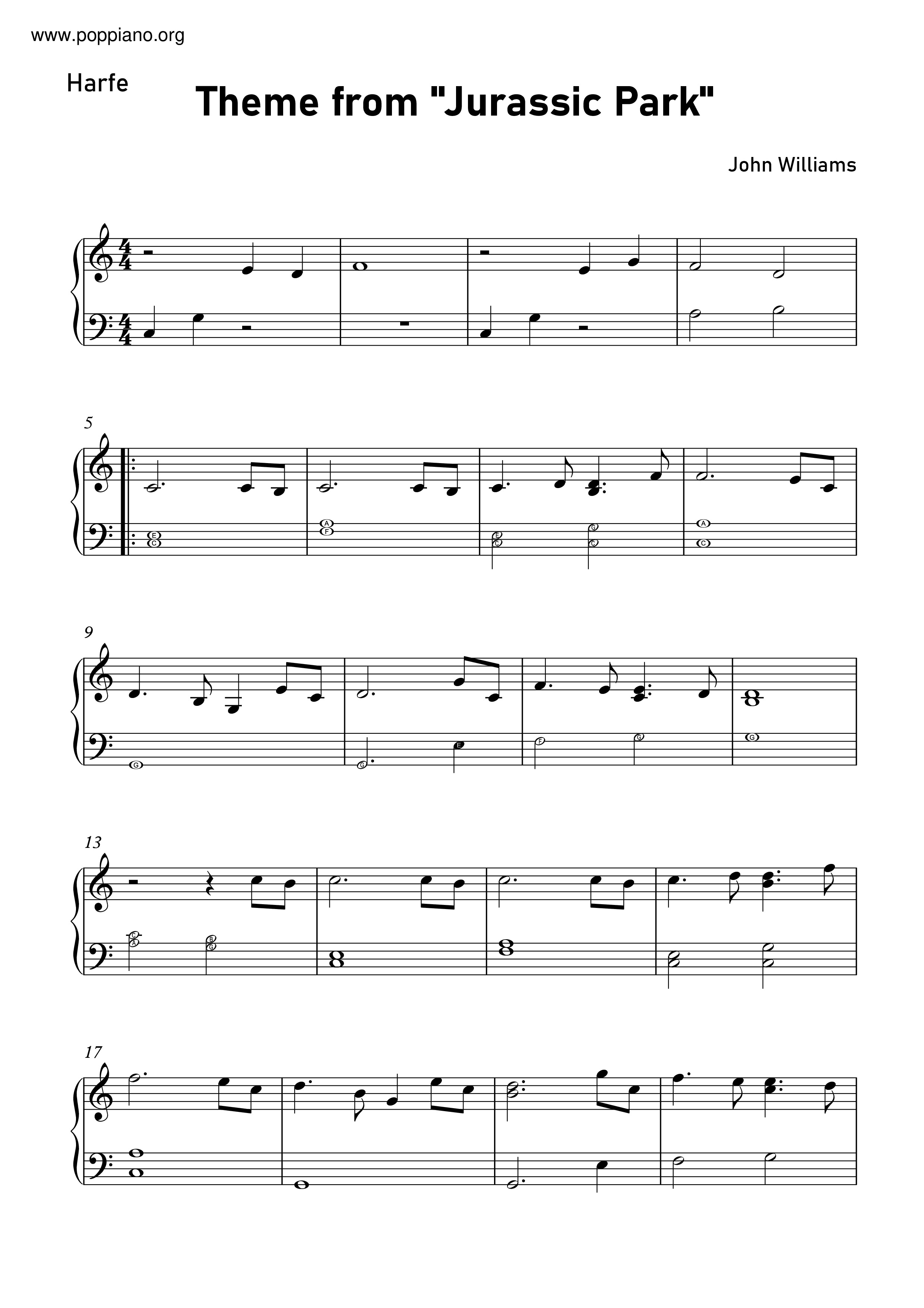 Jurassic Park Piano Easy Slow Sheet Music Jurassic Park Theme | Sheet Music | Piano Score Free PDF Download | HK