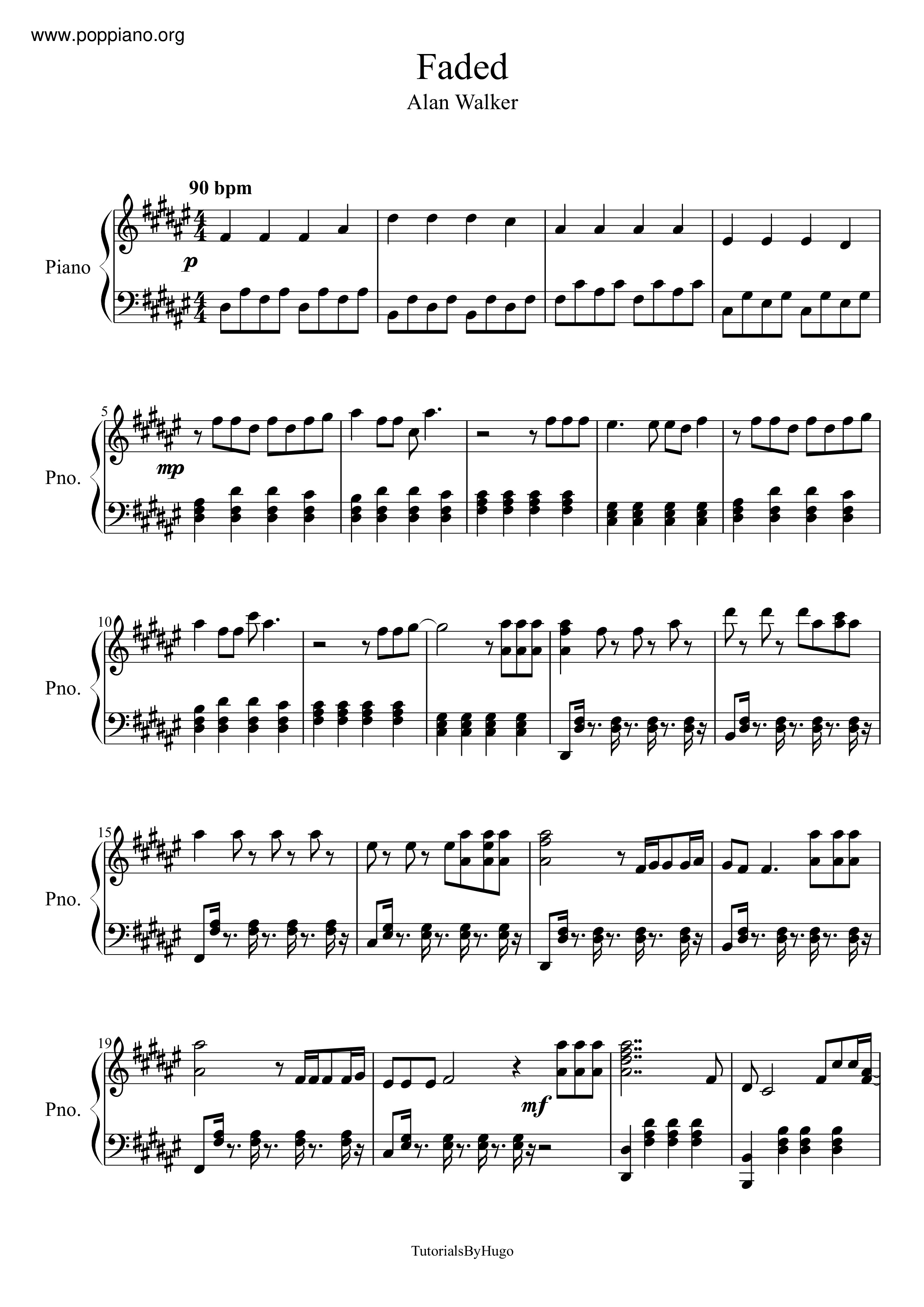 Alan Walker Faded Sheet Music Pdf アラン ウォーカー Free Score Download